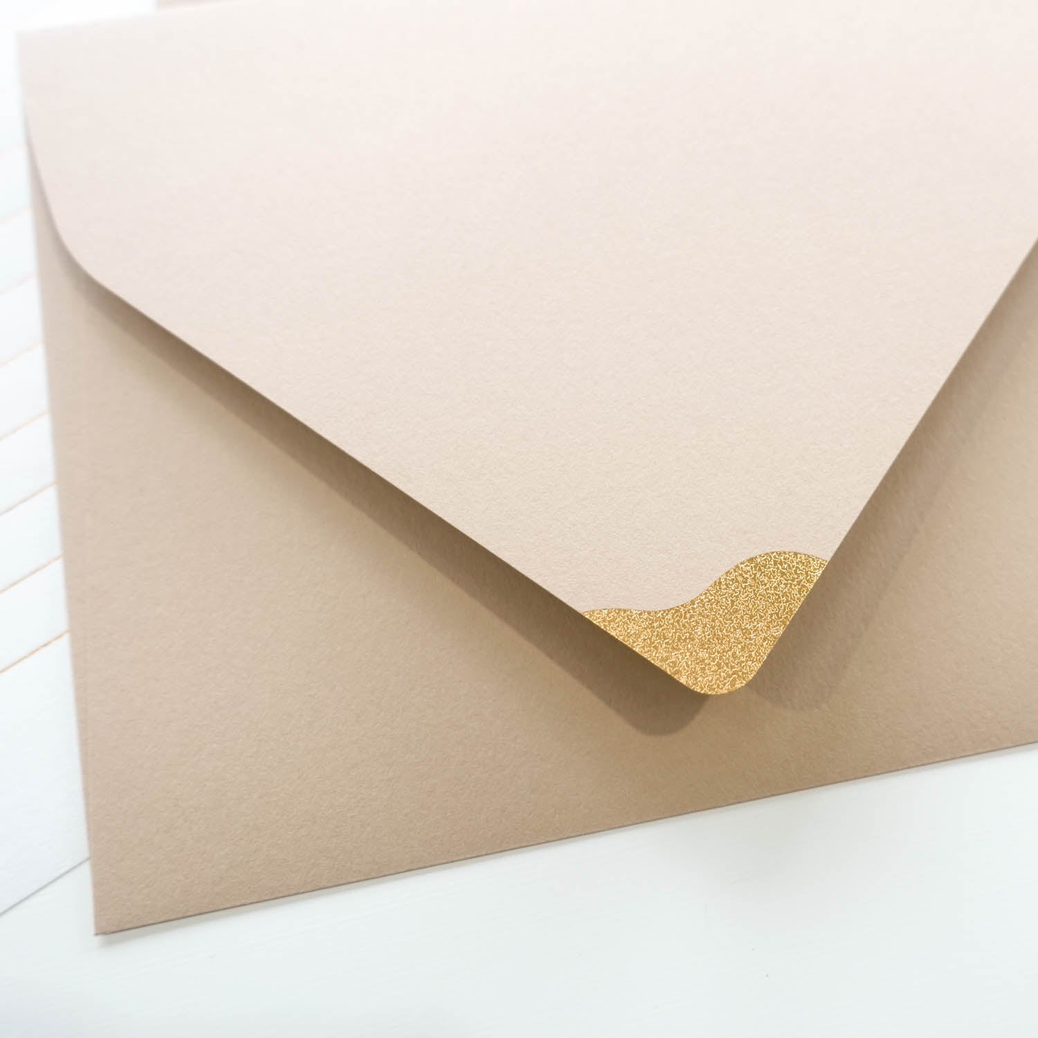 Beige Euro Flap Modern Gold Foiled Luxurious Letter Writing Set