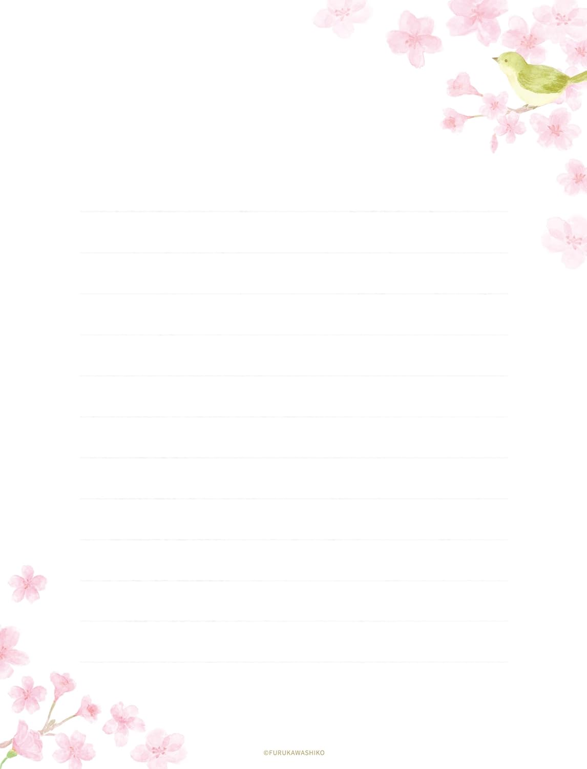 Bird Amongst the Cherry Blossoms Textured Paper Letter Writing Set