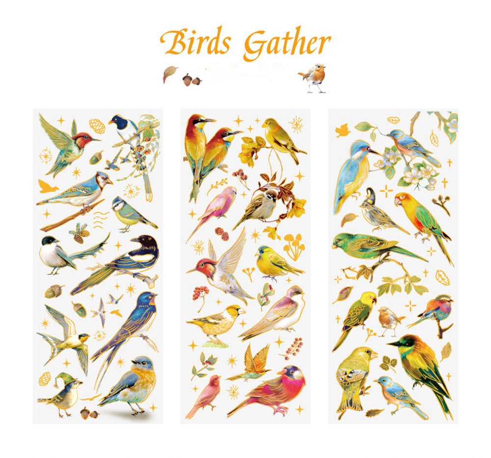 Birds Gather 3-Sheet 'Cardlover Deco Sticker' Stickers Sheet