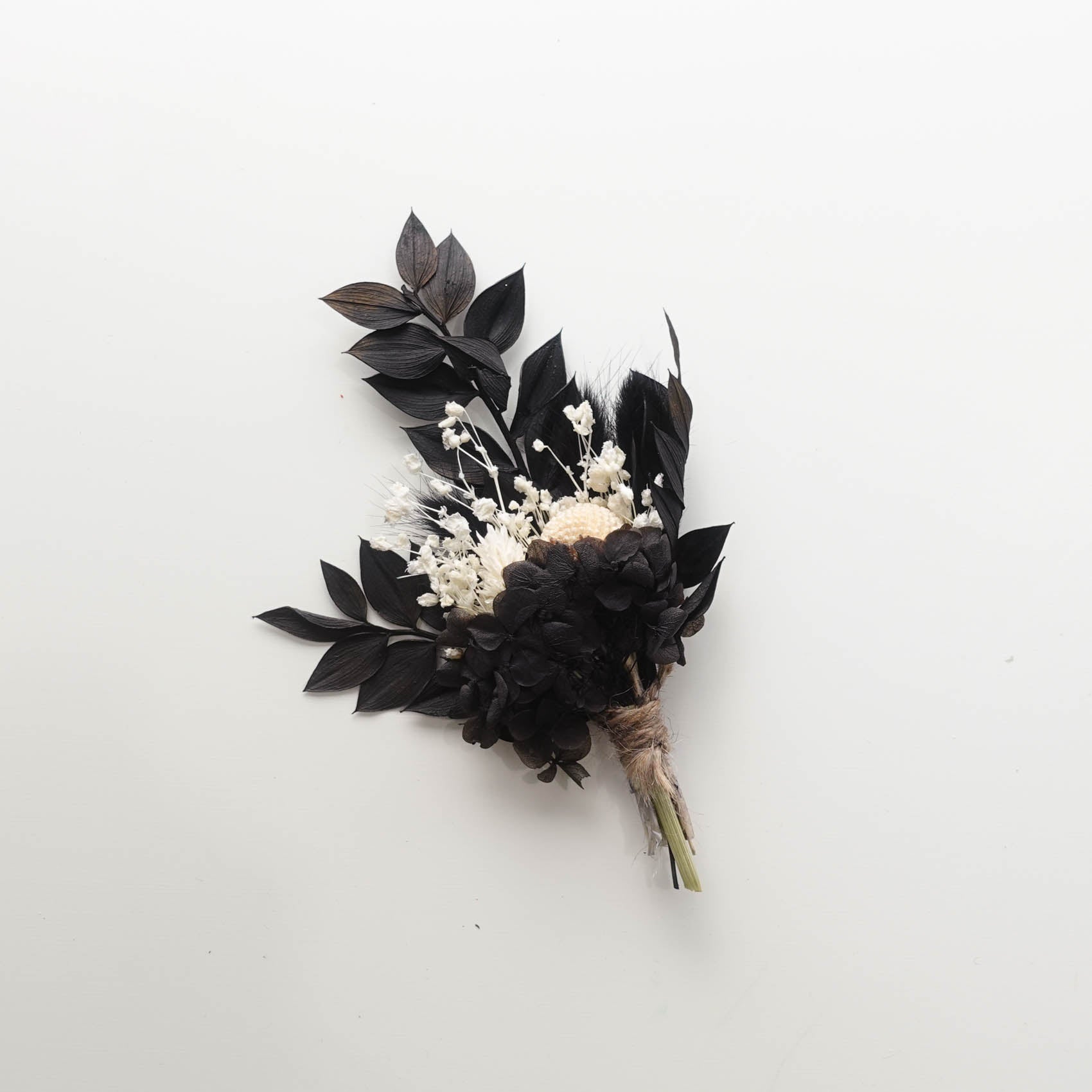 Monochrome Black & White Dried Posy Mini Bunch Flowers