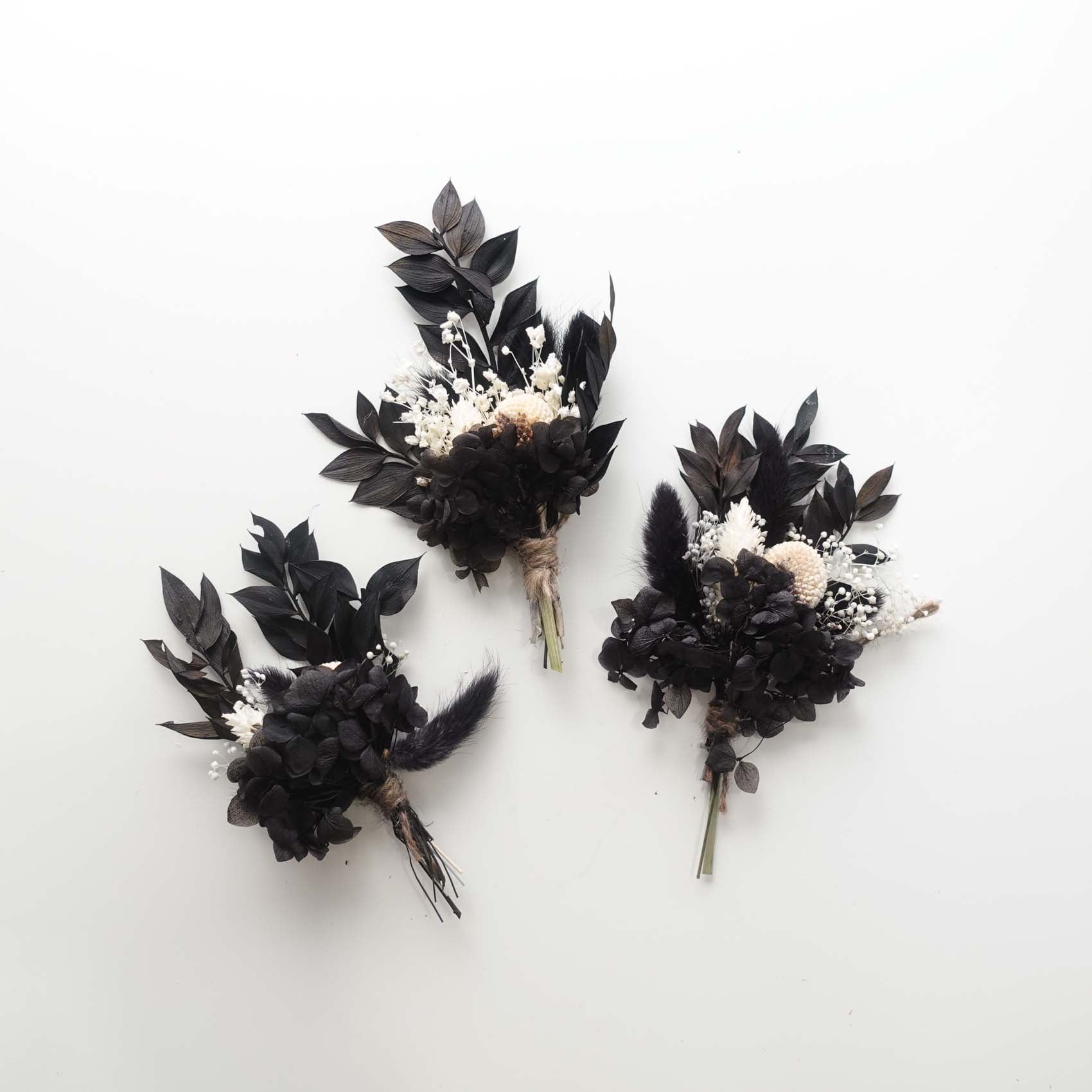 Monochrome Black & White Dried Posy Mini Bunch Flowers