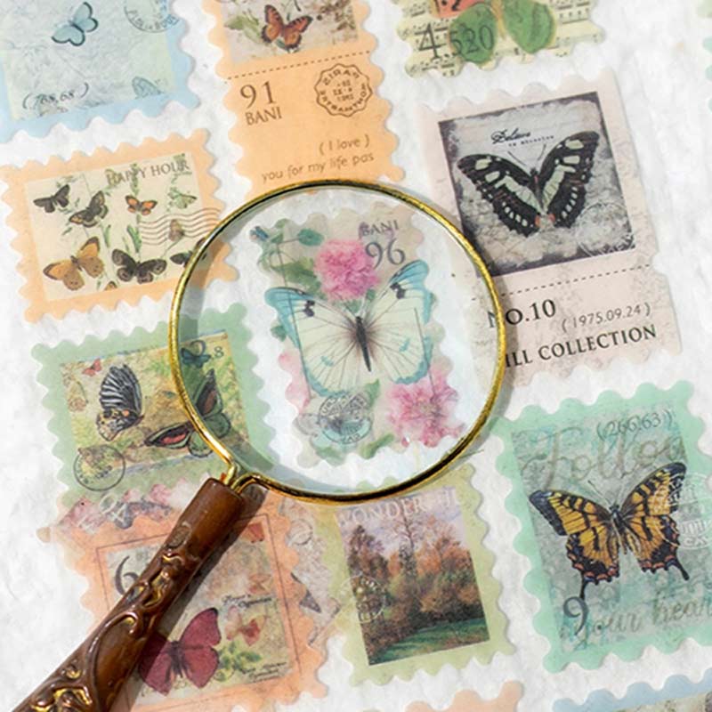 Butterfly Guide 6-Sheet 'Washi Paper Postage Stamp' Stickers Sheet
