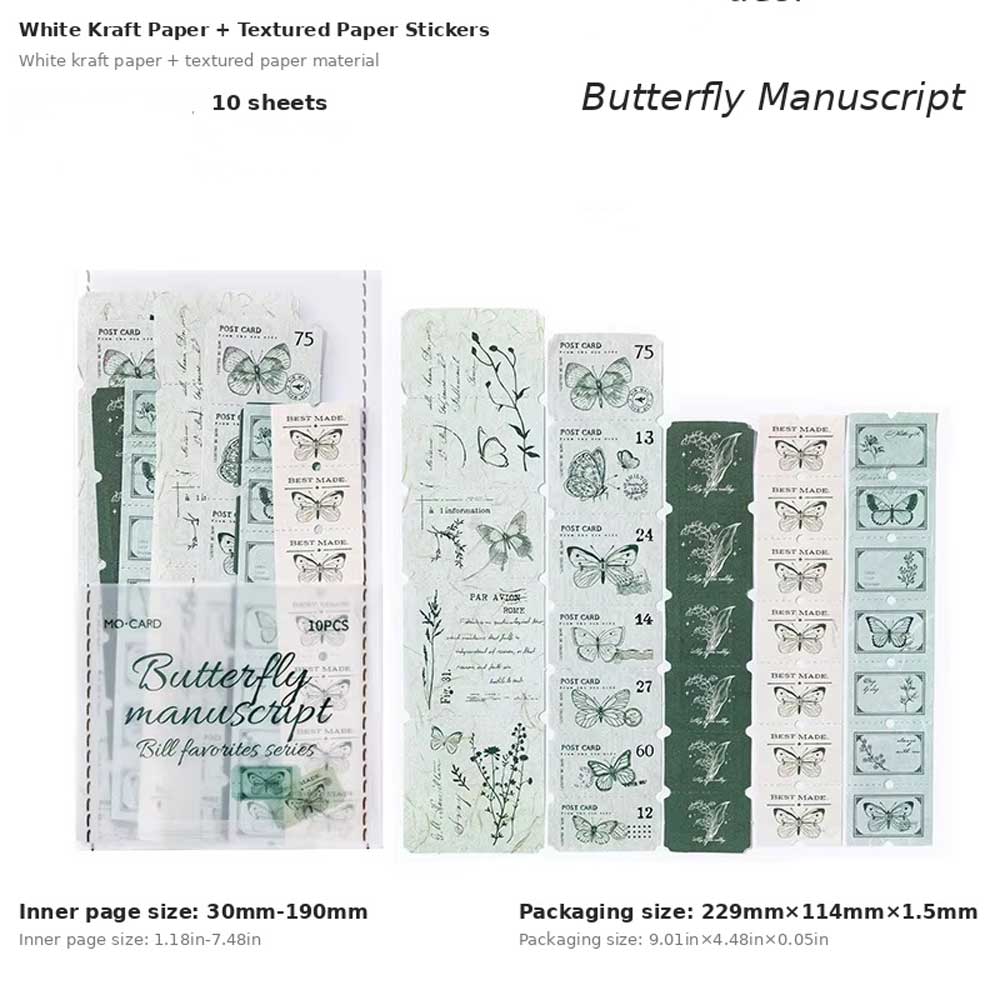 Butterfly Manuscript Perforated Ticket 'Bill Favourites' Flake Stickers