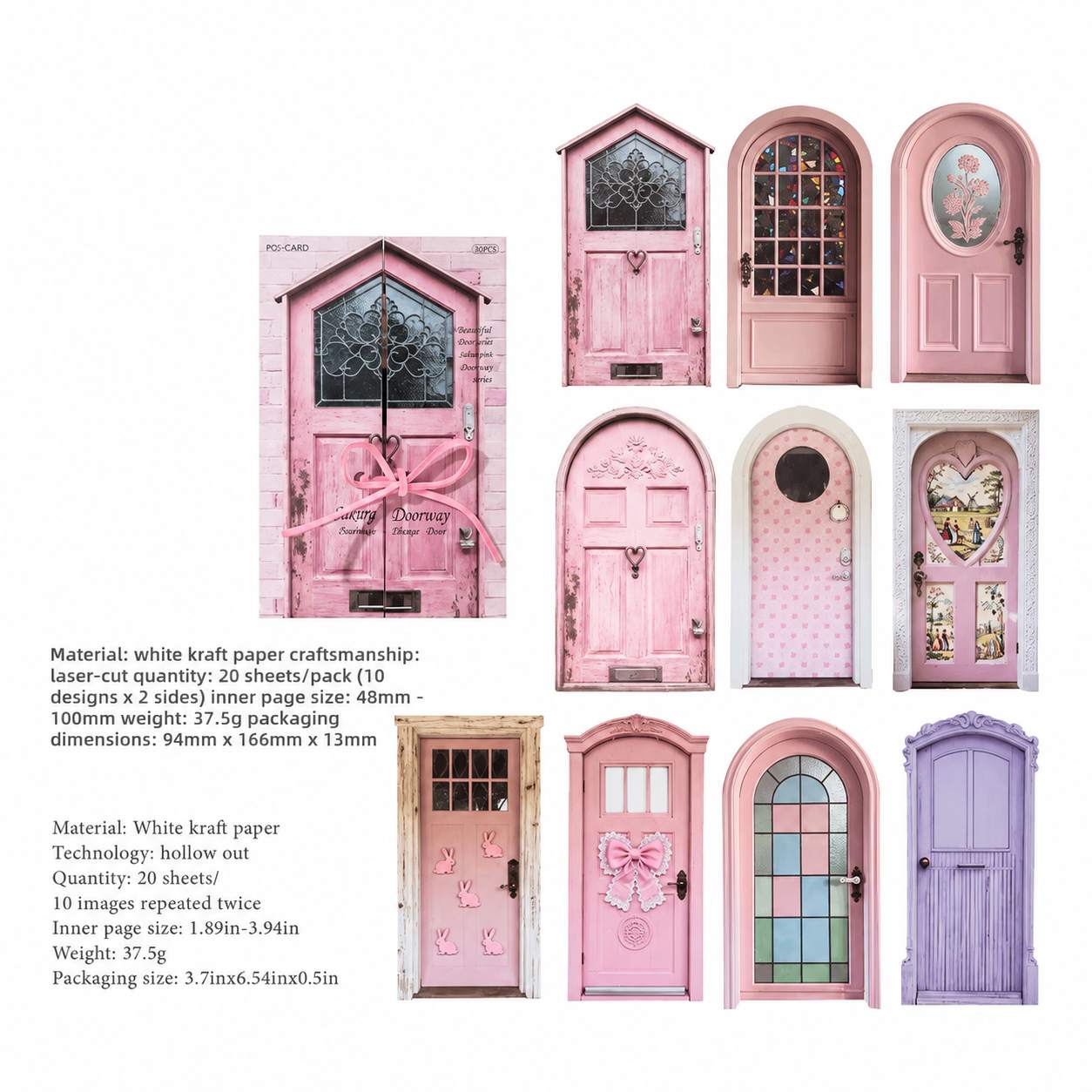 Cherry Doorway Pink Collage Cut-Out Opening Card Stickers