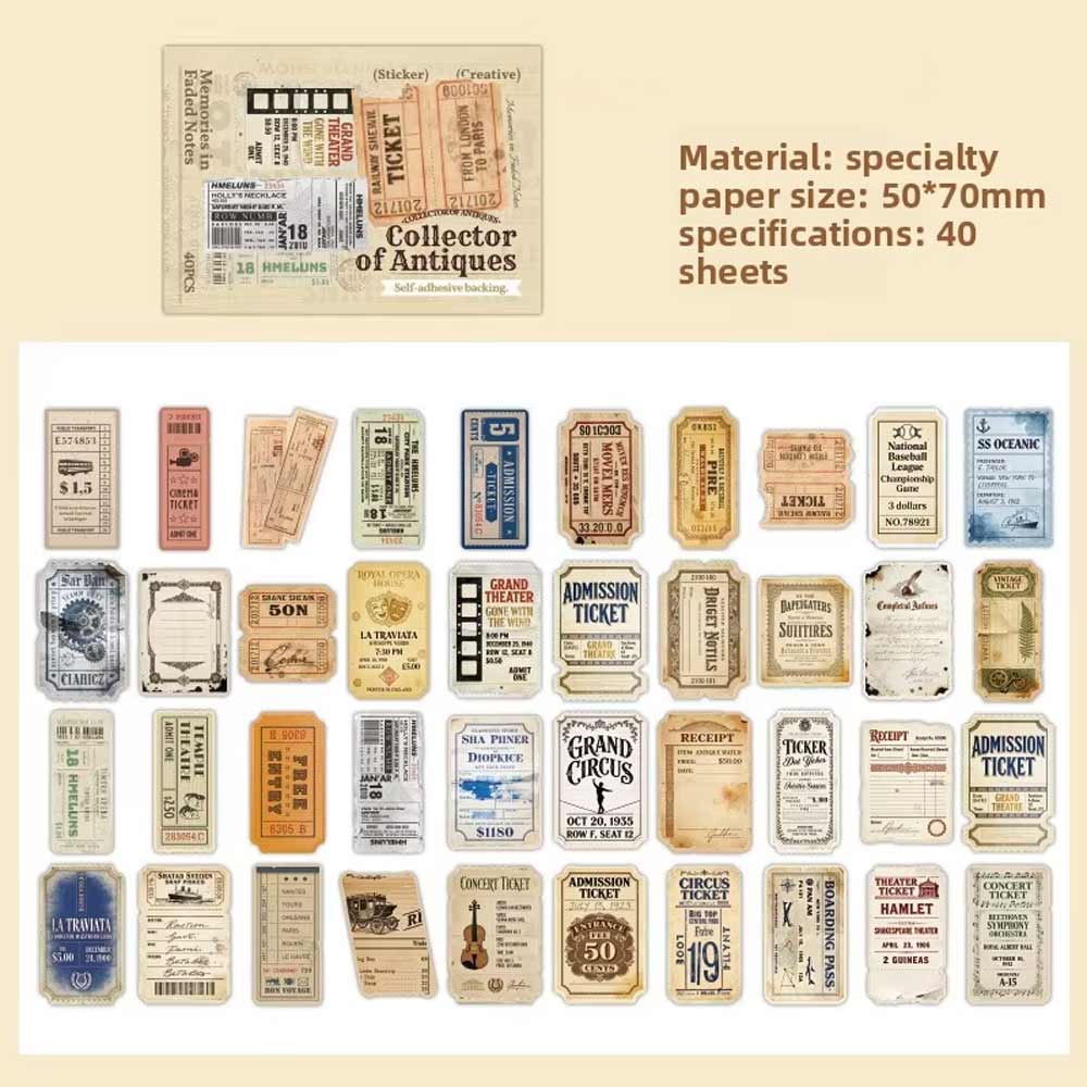 Memories In Faded Notes 'Collector of Antiques' Matchbox Flake Stickers
