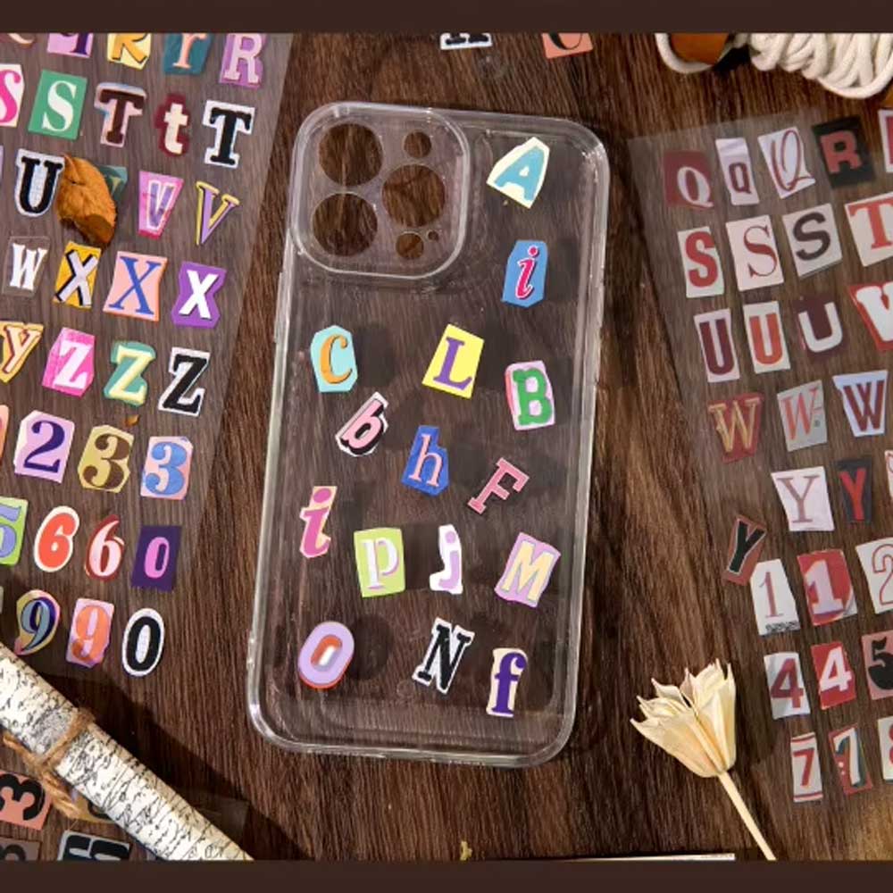 Colourful Rainbow A to Z Alphabet 'Belated Retro' Letters Magazine Cutout 2-Sheet Sticker Sheet