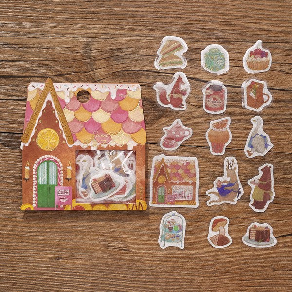 Sweet Cafe Gingerbread House | 'Shopping Arcade' Series | Planner Flake Stickers | BGM