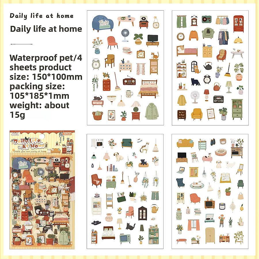 Daily Life At Home 'Fleeting Memories' 4-Sheet Stickers Sheet