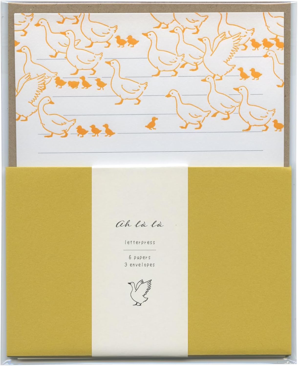 Ducks 'Ah La La' Letterpress Letter Writing Set Yellow