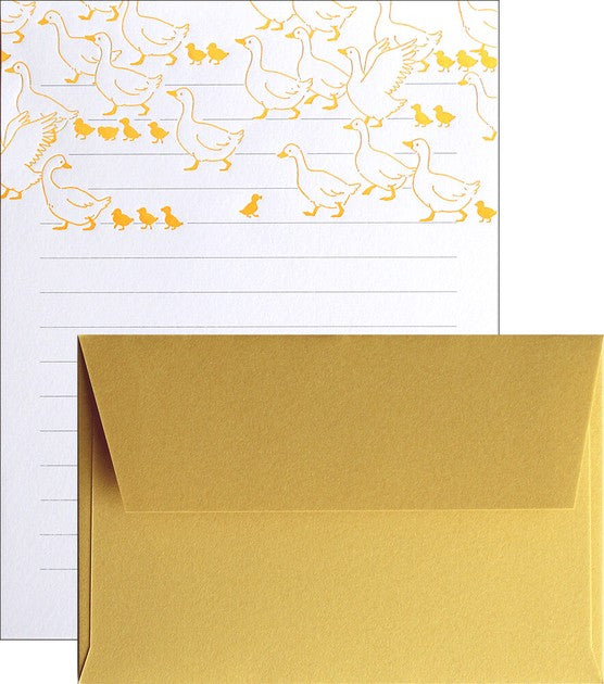 Ducks 'Ah La La' Letterpress Letter Writing Set Yellow