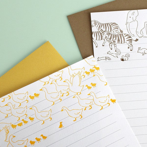 Ducks 'Ah La La' Letterpress Letter Writing Set Yellow