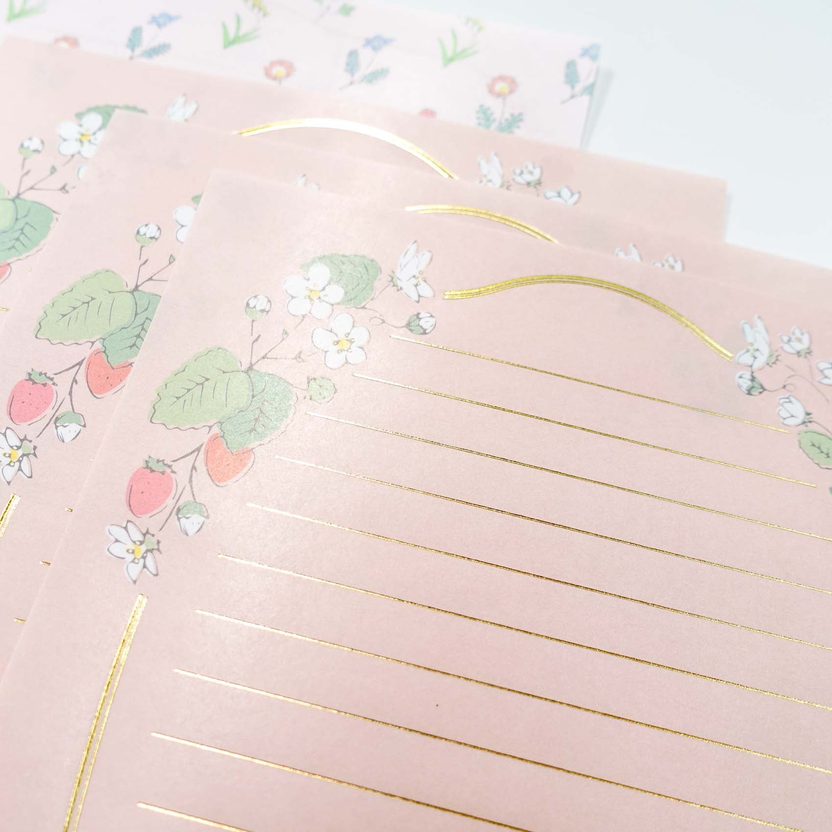 lucy's basket pink strawberry flowers letter writing set australia
