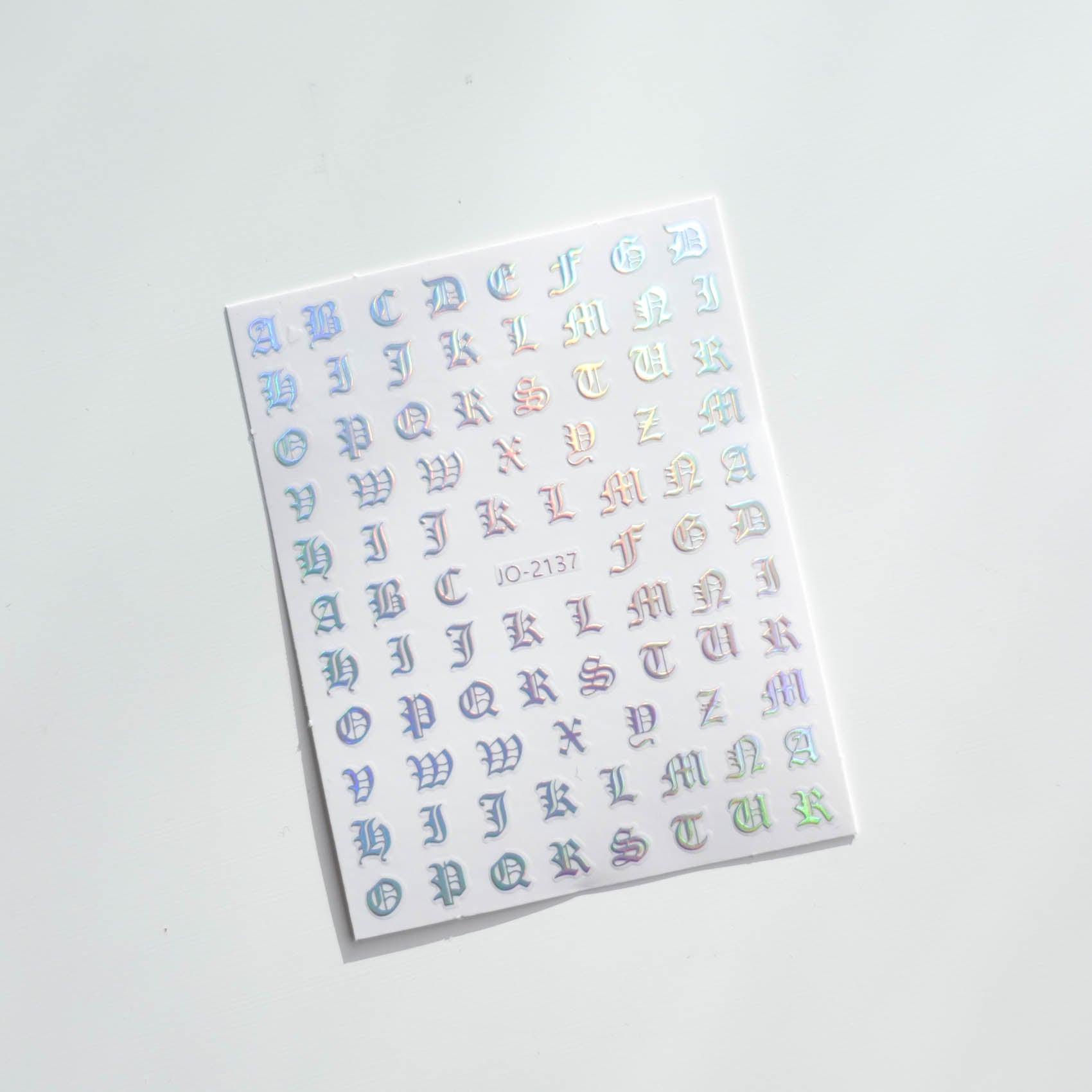 Holographic Alphabet Letters Gothic Script Clear-Backed Decorative Stickers Sheet