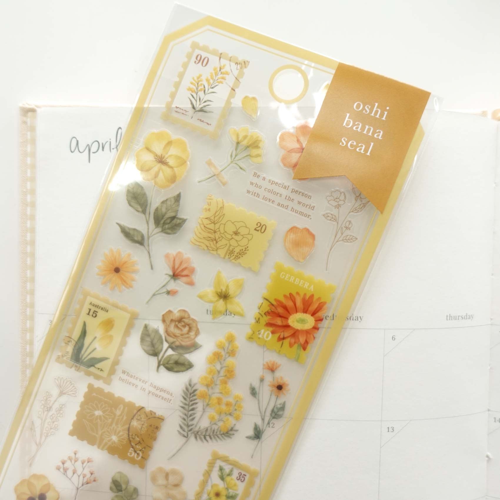 Oshibana Clear Sticker Sheet - Mustard