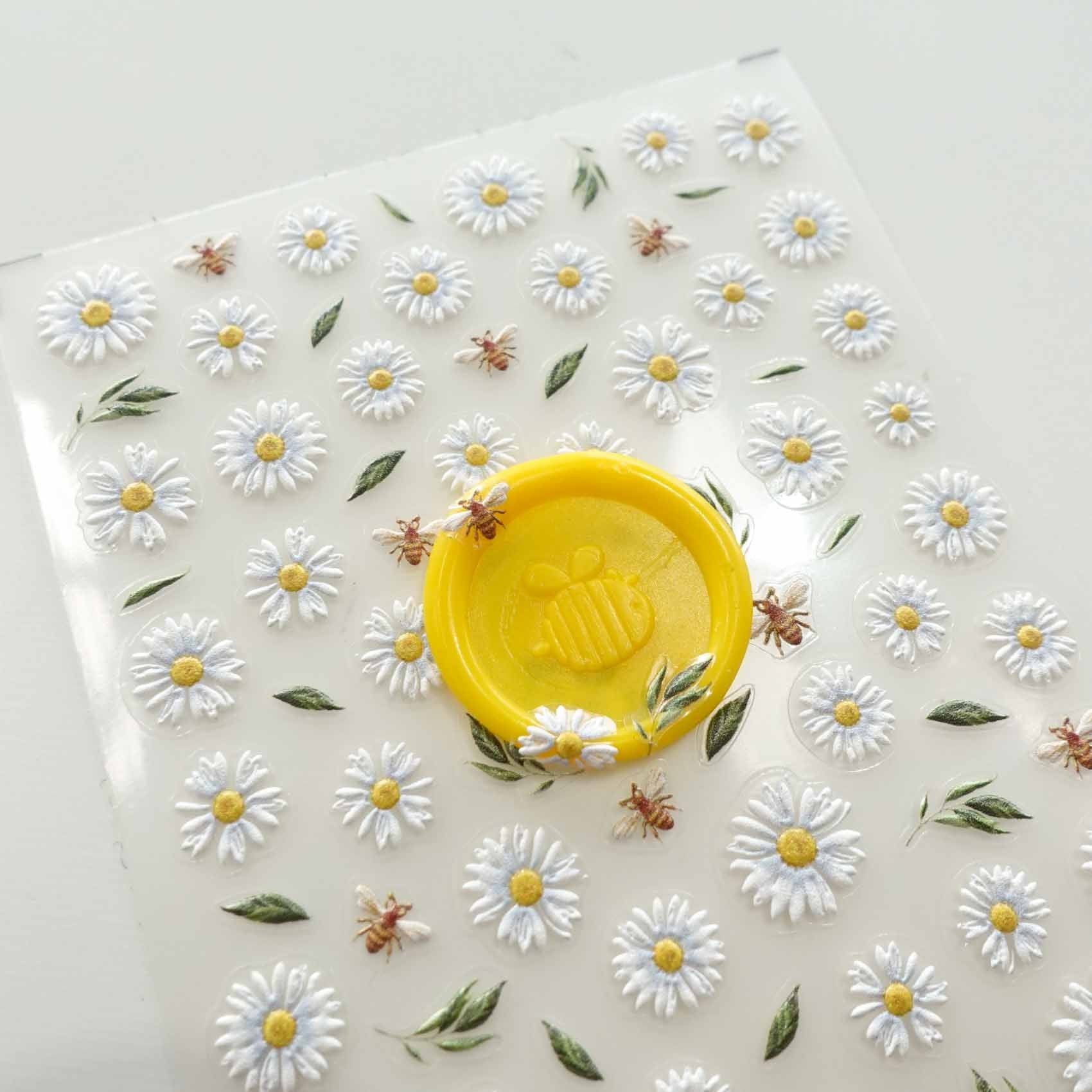 Daisy Bee 3D Clear-Backed Decorative Stickers Sheet