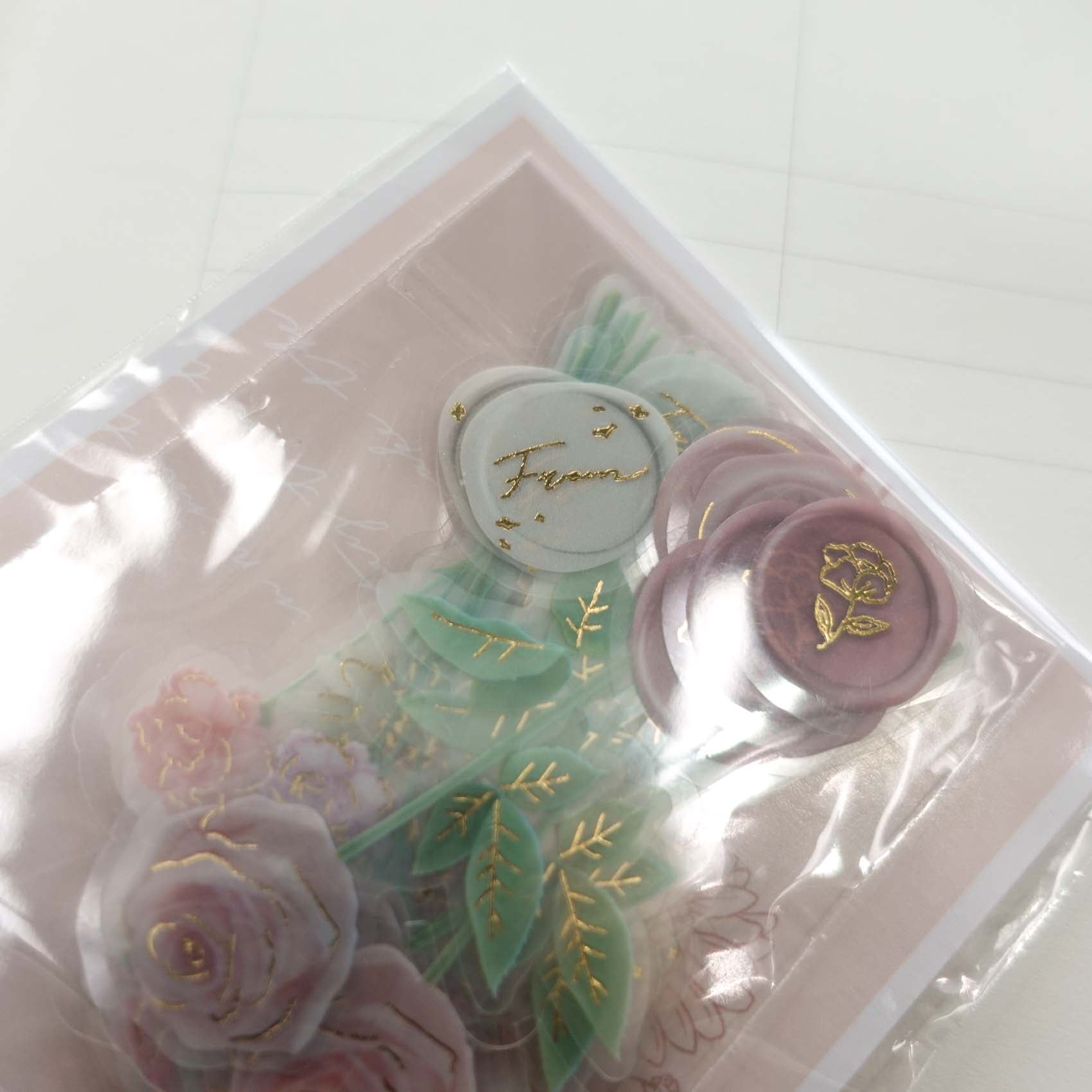 Pink 'Poche Bouquet Bloom' 36pcs stickers