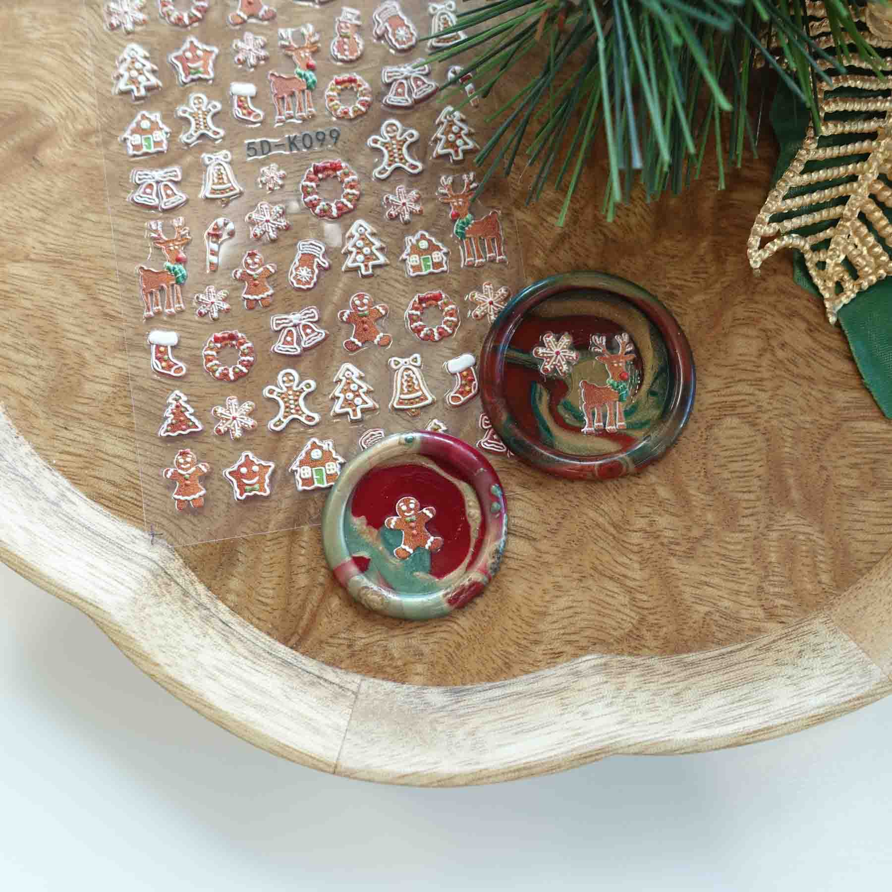 Gingerbread Cookies Christmas 3D Clear-Backed Decorative Stickers Sheet