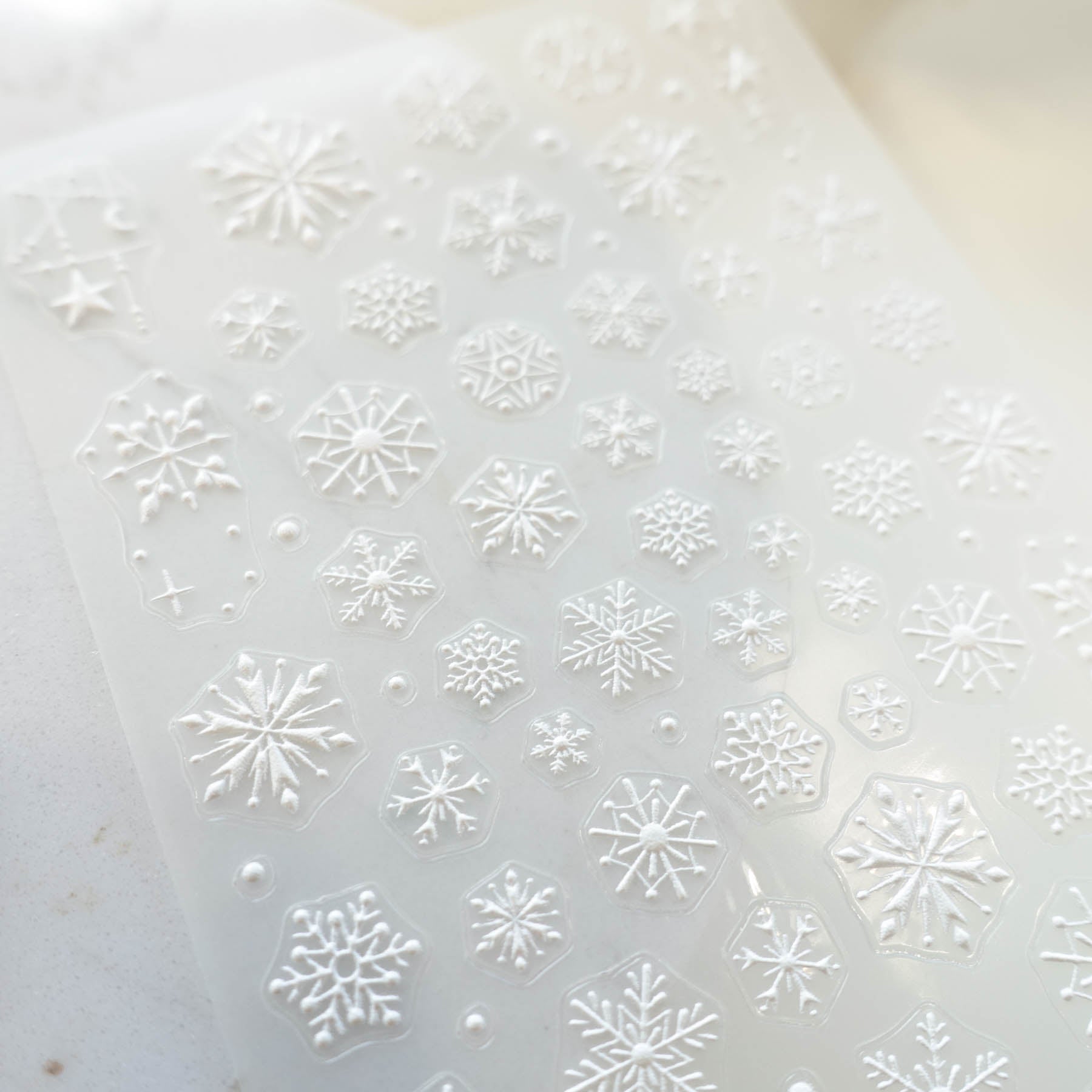 Snowflake 3D Clear-Backed Decorative Stickers Sheet