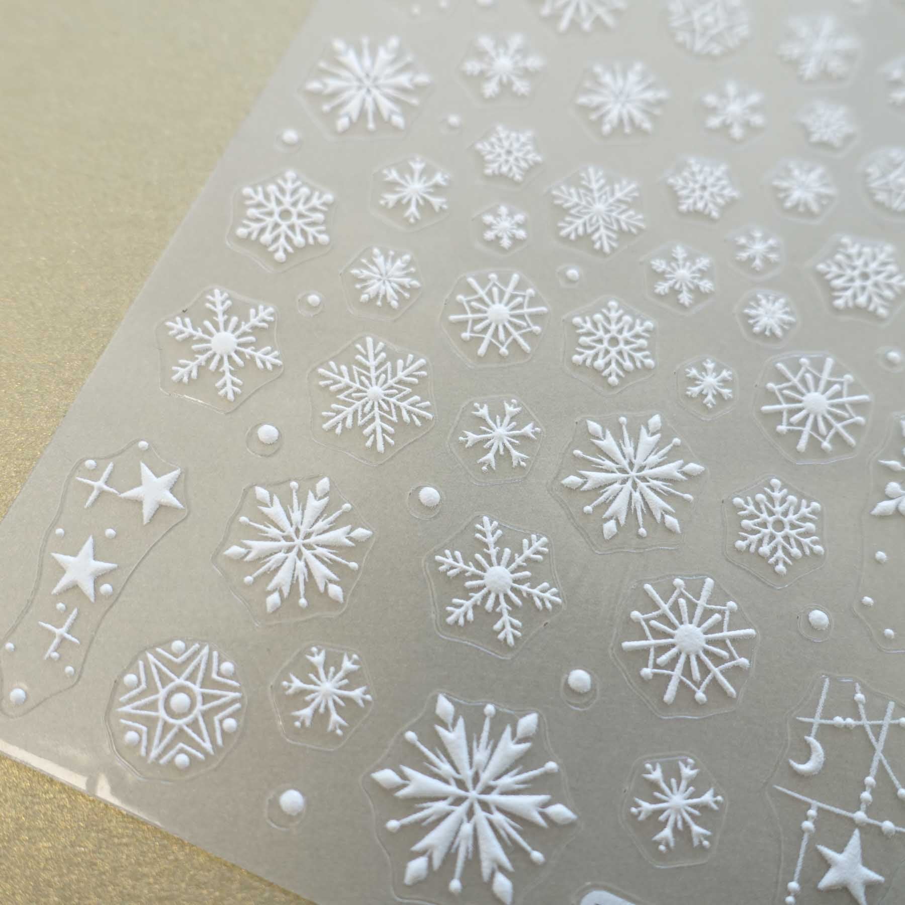 Snowflake 3D Clear-Backed Decorative Stickers Sheet