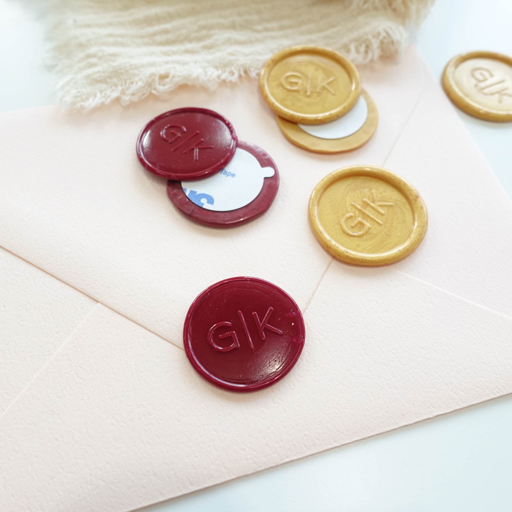 Letter initials only wedding custom wax seal stickers premade in bulk by fiona ariva australia