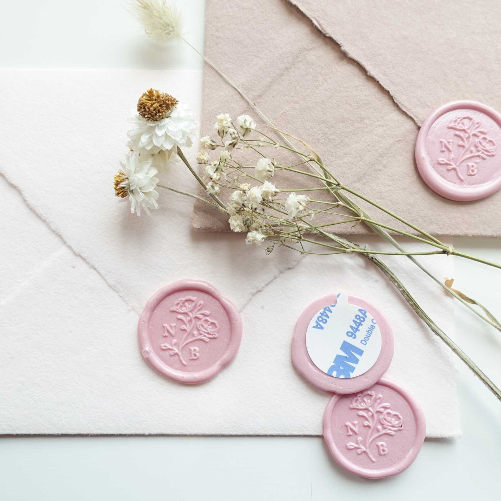 Joyful Blooms Initials Premade Custom Wax Seal Self Adhesive Stickers Bulk