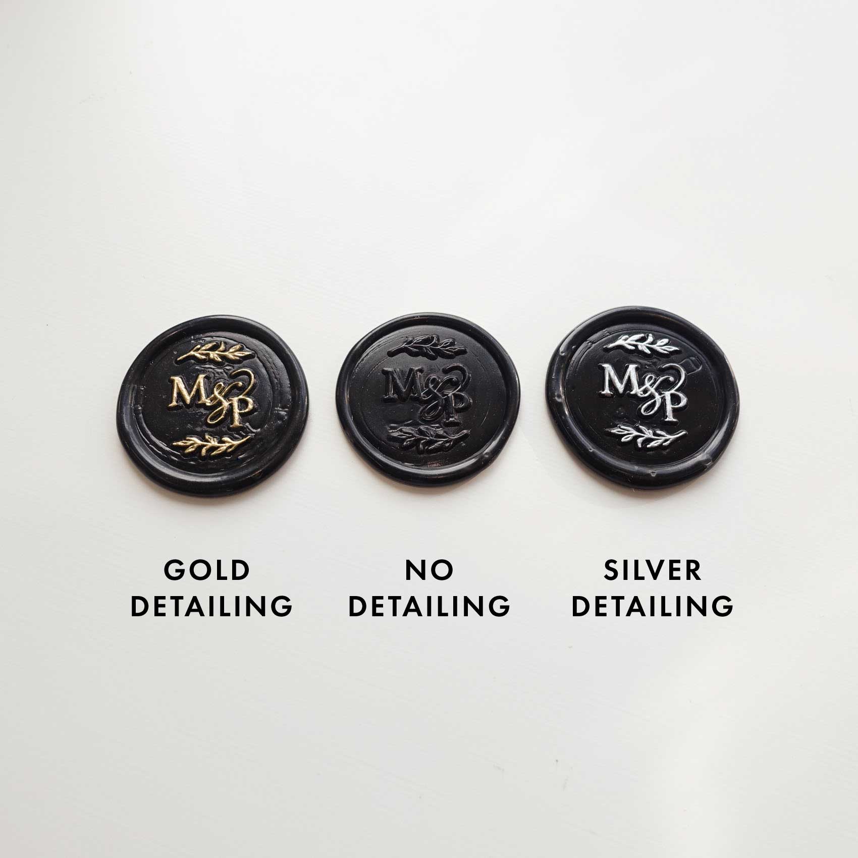 custom wax seals with gold and silver highlights