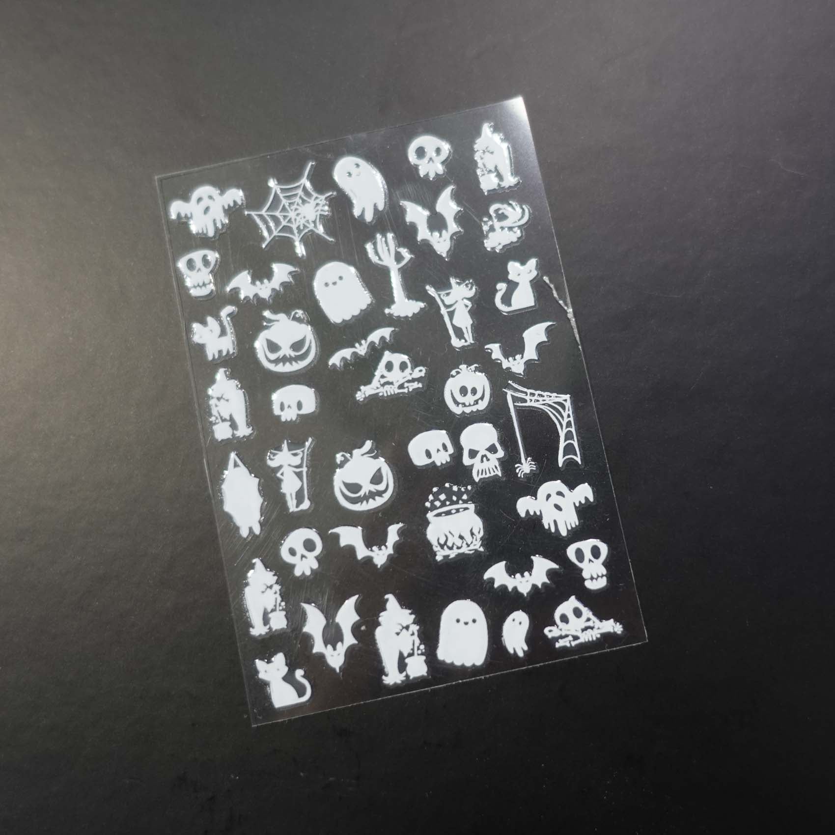 Glow In The Dark Halloween Clear-Backed Decorative Stickers Sheet