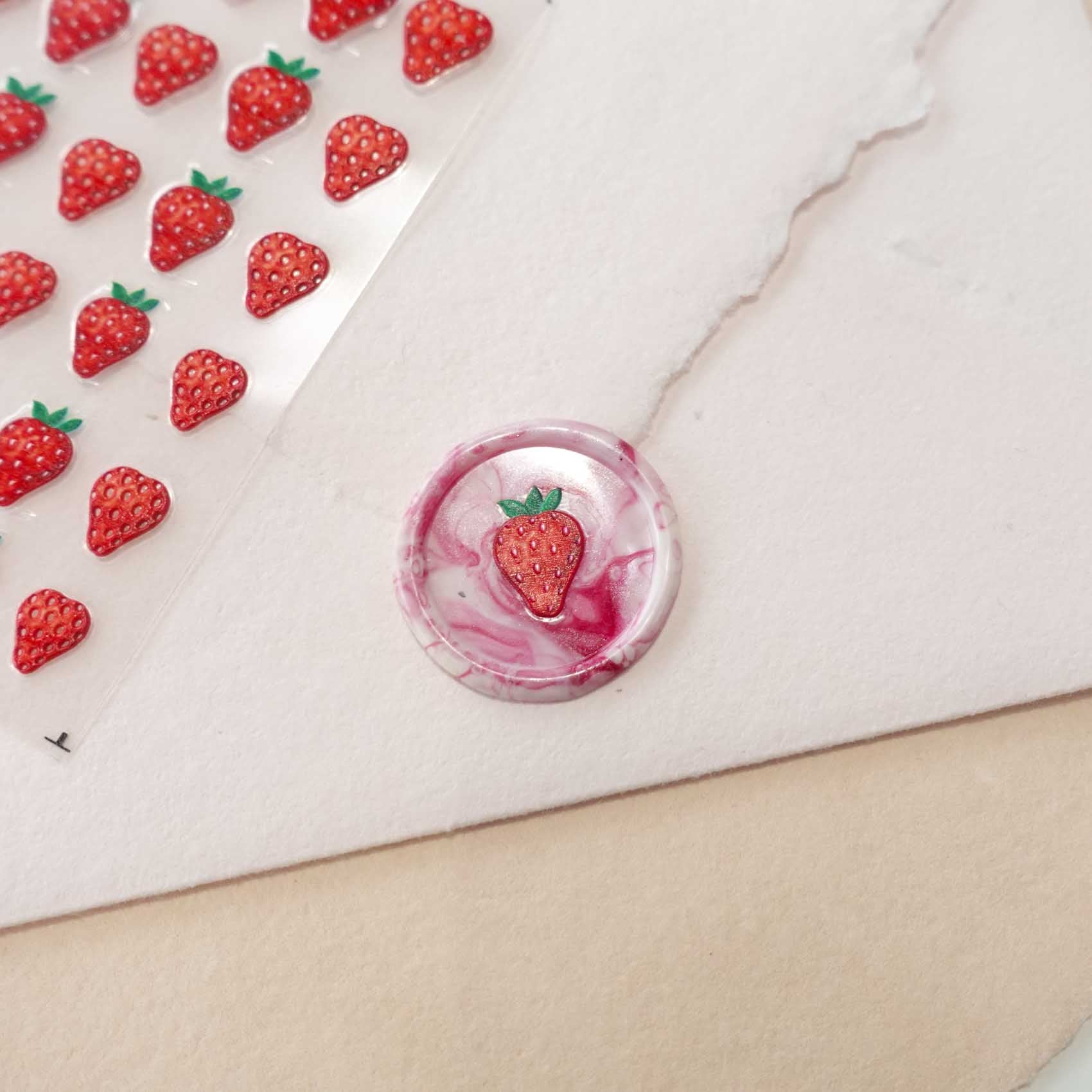 Strawberry 3D Clear-Backed Decorative Stickers Sheet