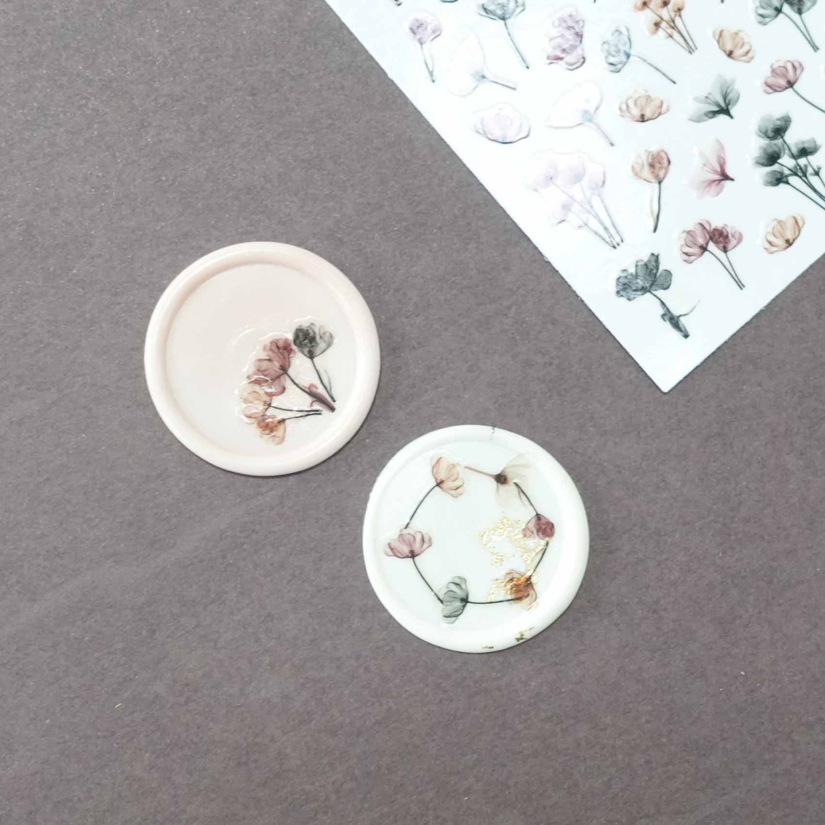 Watercolour Floral Stems Clear-Backed Decorative Stickers Sheet
