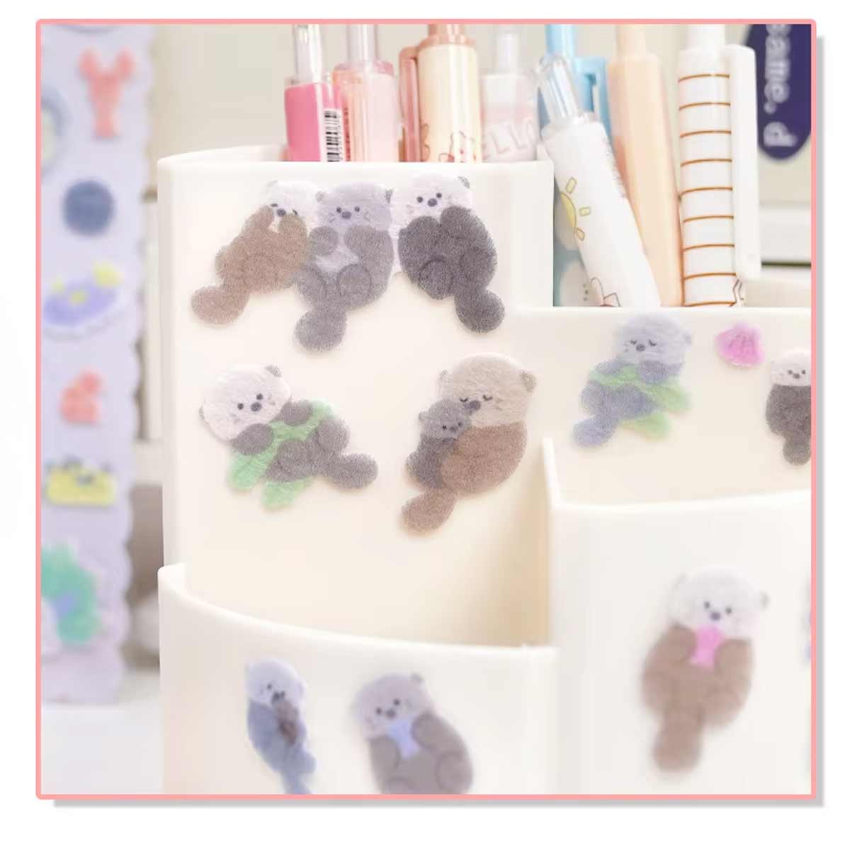 Otters Fluffy Fuzzy 'Ocean Animals' Stickers Sheet