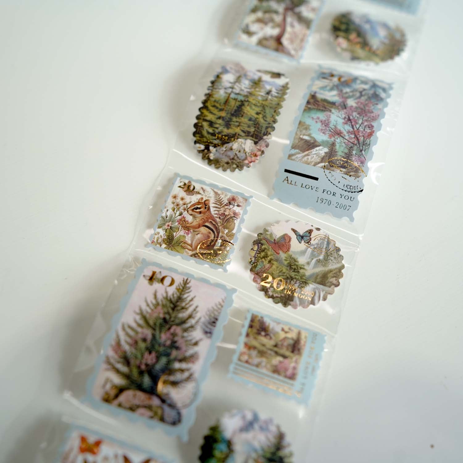 Forest Animals 'Poetry In My Writing' Postage Stamp Diecut Sticker Roll