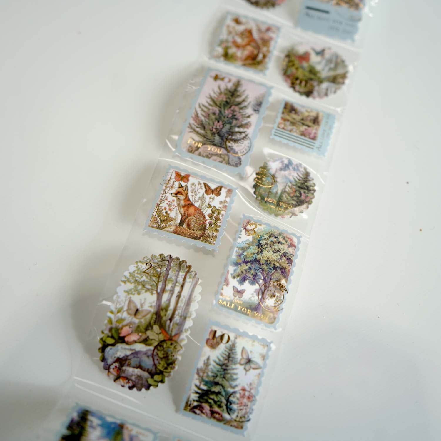 Forest Animals 'Poetry In My Writing' Postage Stamp Diecut Sticker Roll