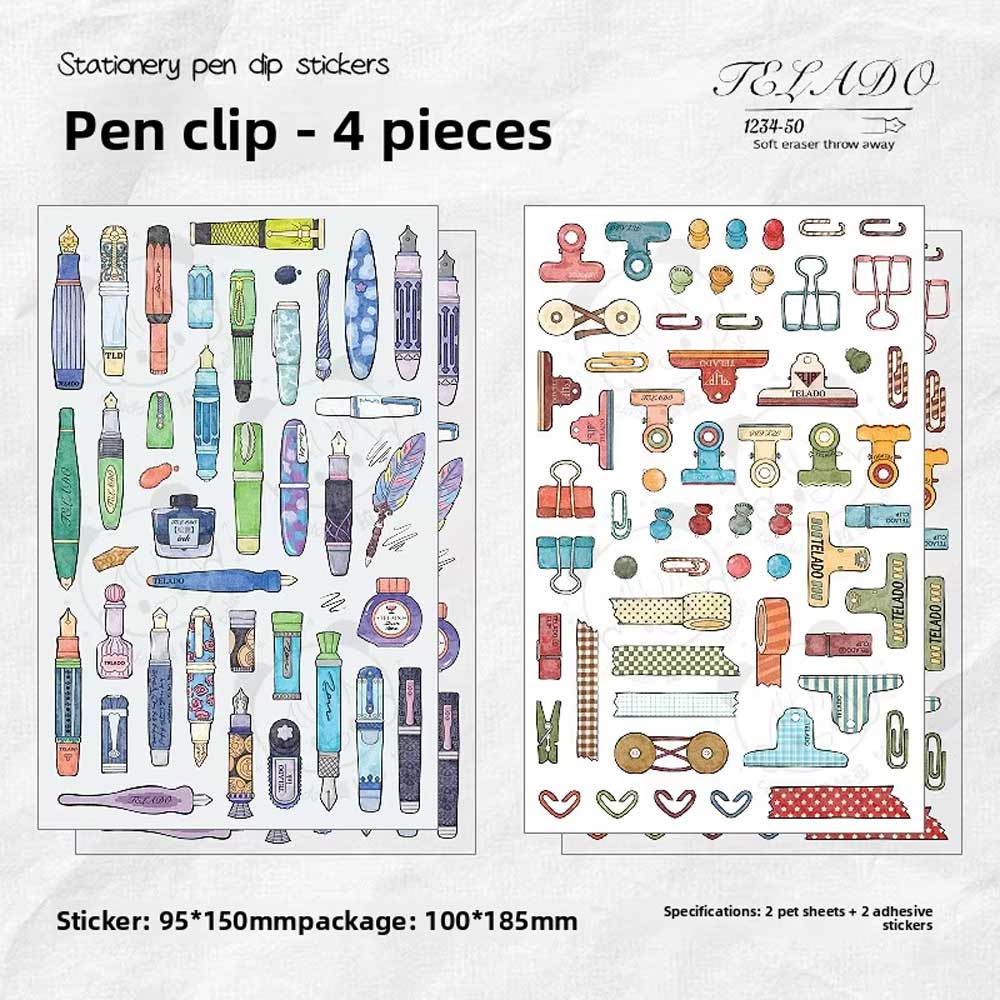 Fountain Pens & Clips 'Telado' 4-Sheet Stickers Sheet