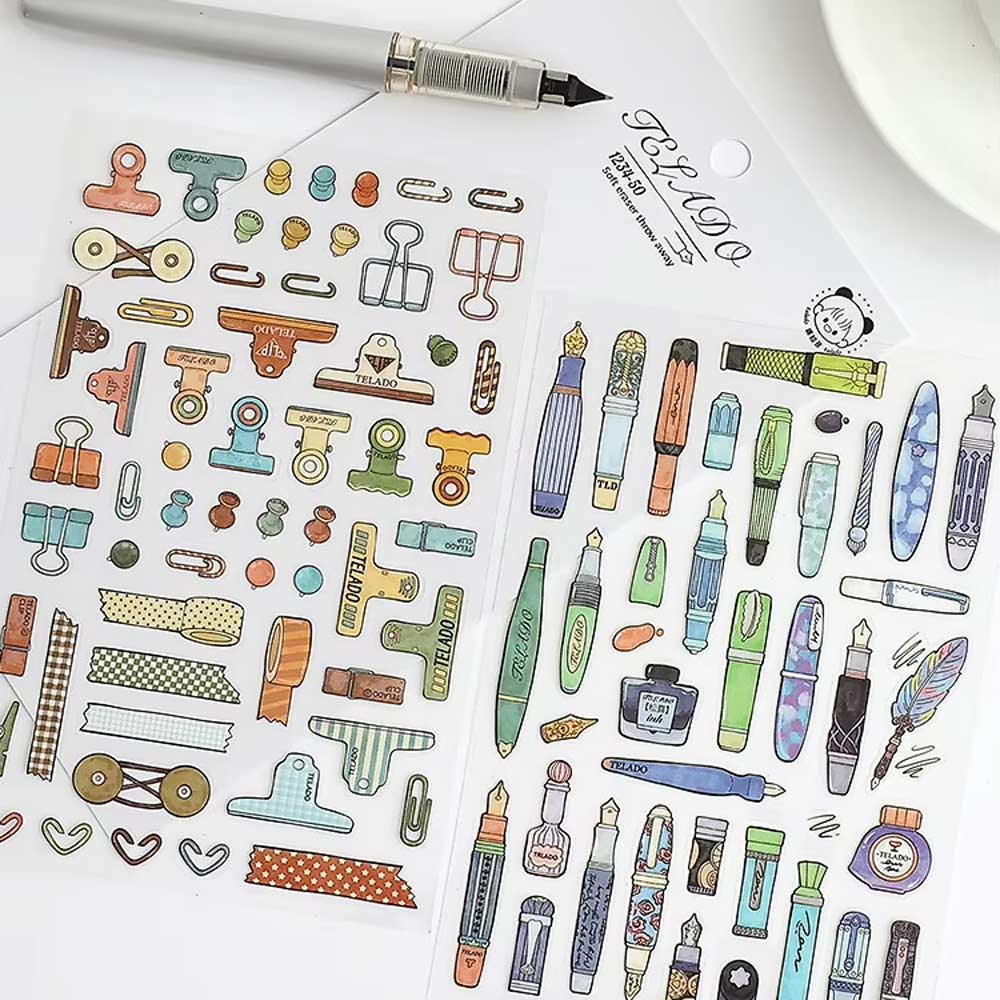 Fountain Pens & Clips 'Telado' 4-Sheet Stickers Sheet