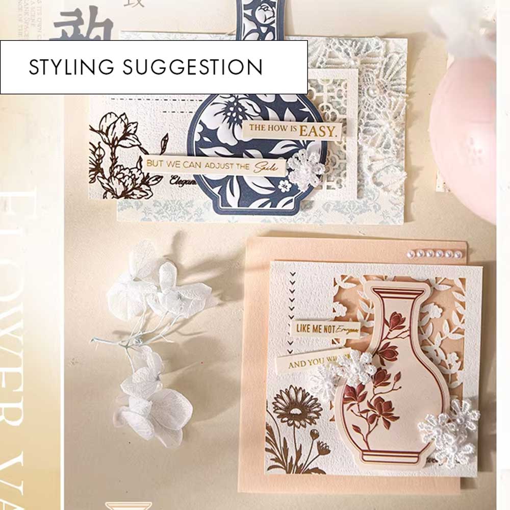 Frost Blossom Embossed Vases Card Paper Flake Stickers