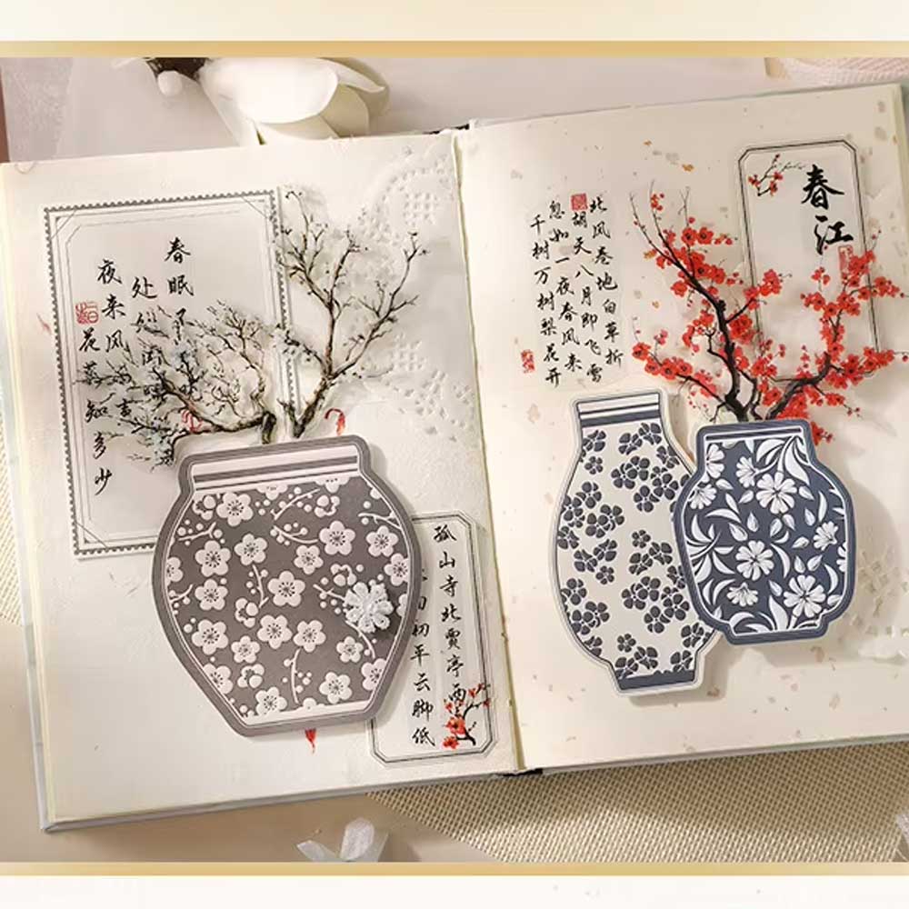 Frost Blossom Embossed Vases Card Paper Flake Stickers