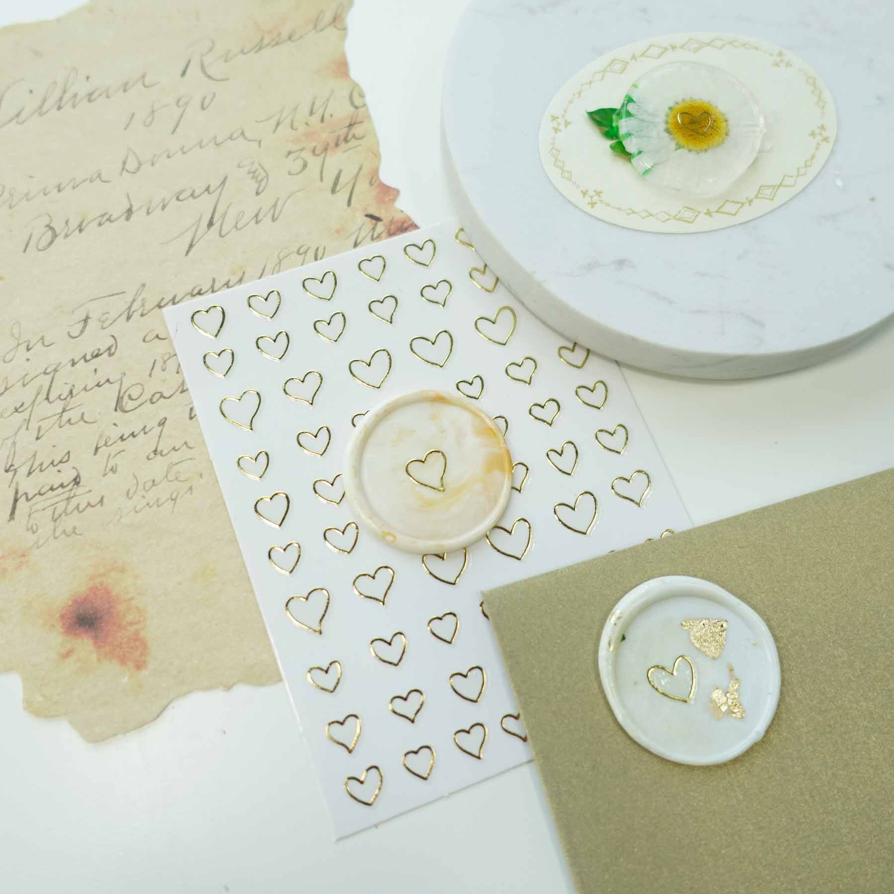 Gold Heart Outlines Clear-Backed Decorative Stickers Sheet