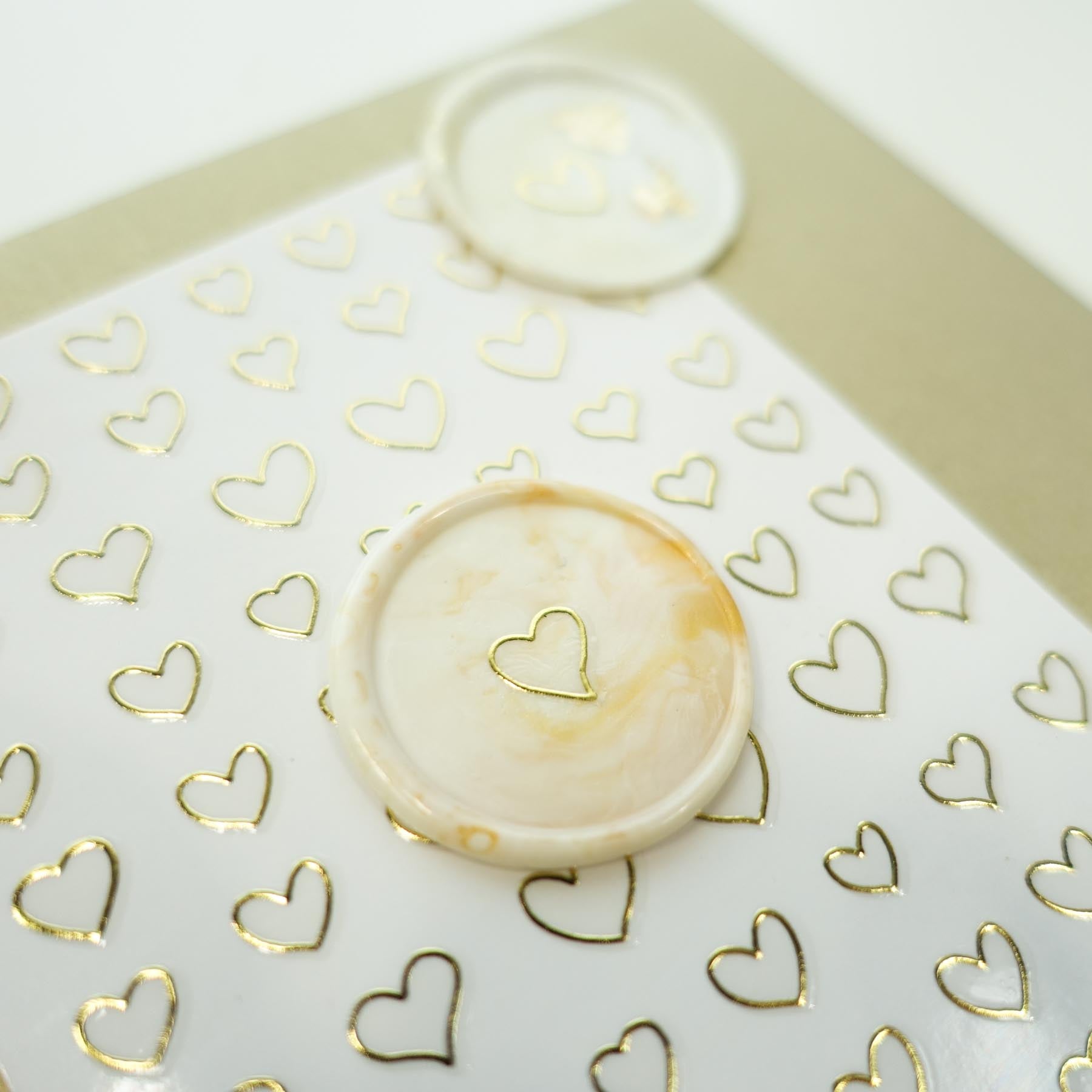 Gold Heart Outlines Clear-Backed Decorative Stickers Sheet