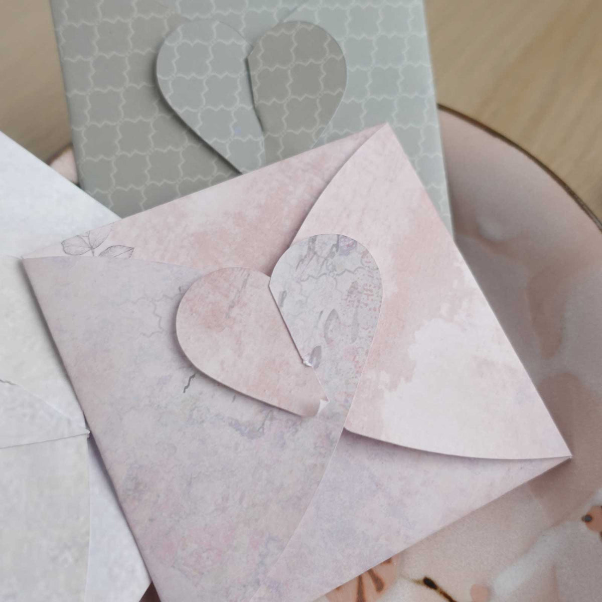 Heart Lock Square Envelope Template 100 x 100mm (Instant Download PD