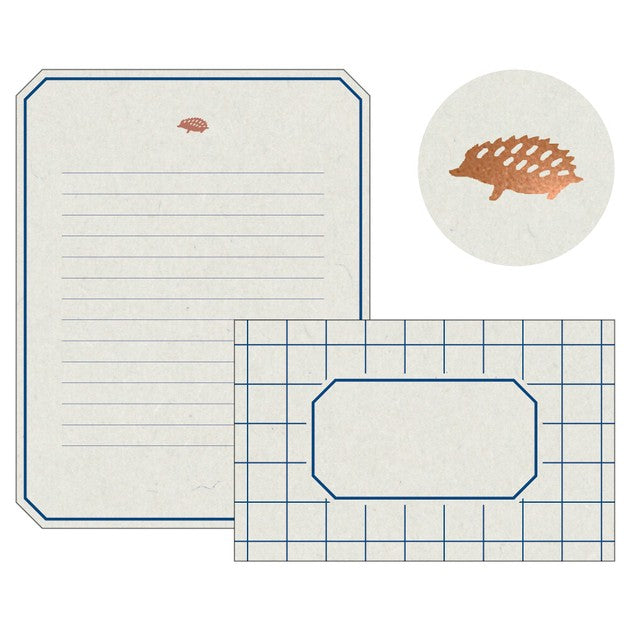 Hedgehog Chequered 'Le Lin' Letter Writing Set