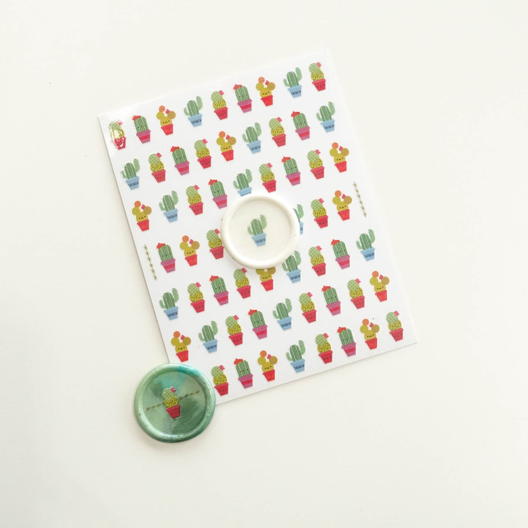 Cactus Pot Plants Clear-Backed Decorative Stickers Sheet