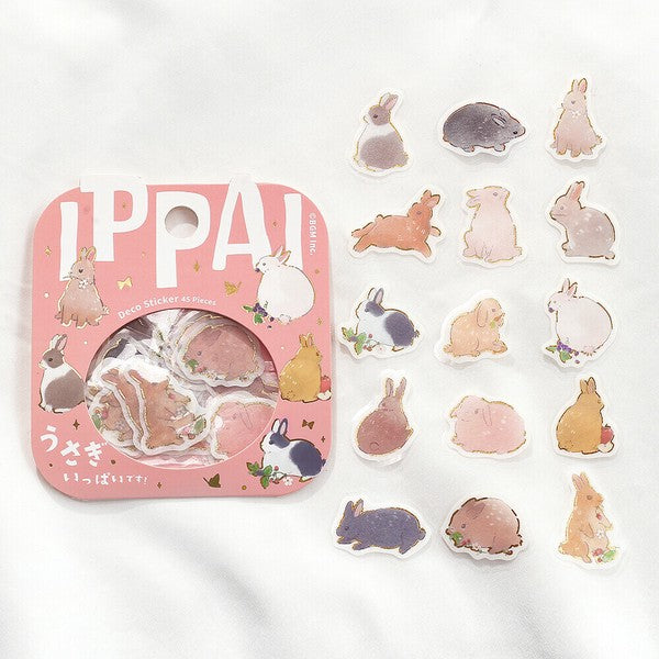 Rabbit All Over The Place | Ippai | Planner Flake Stickers | BGM