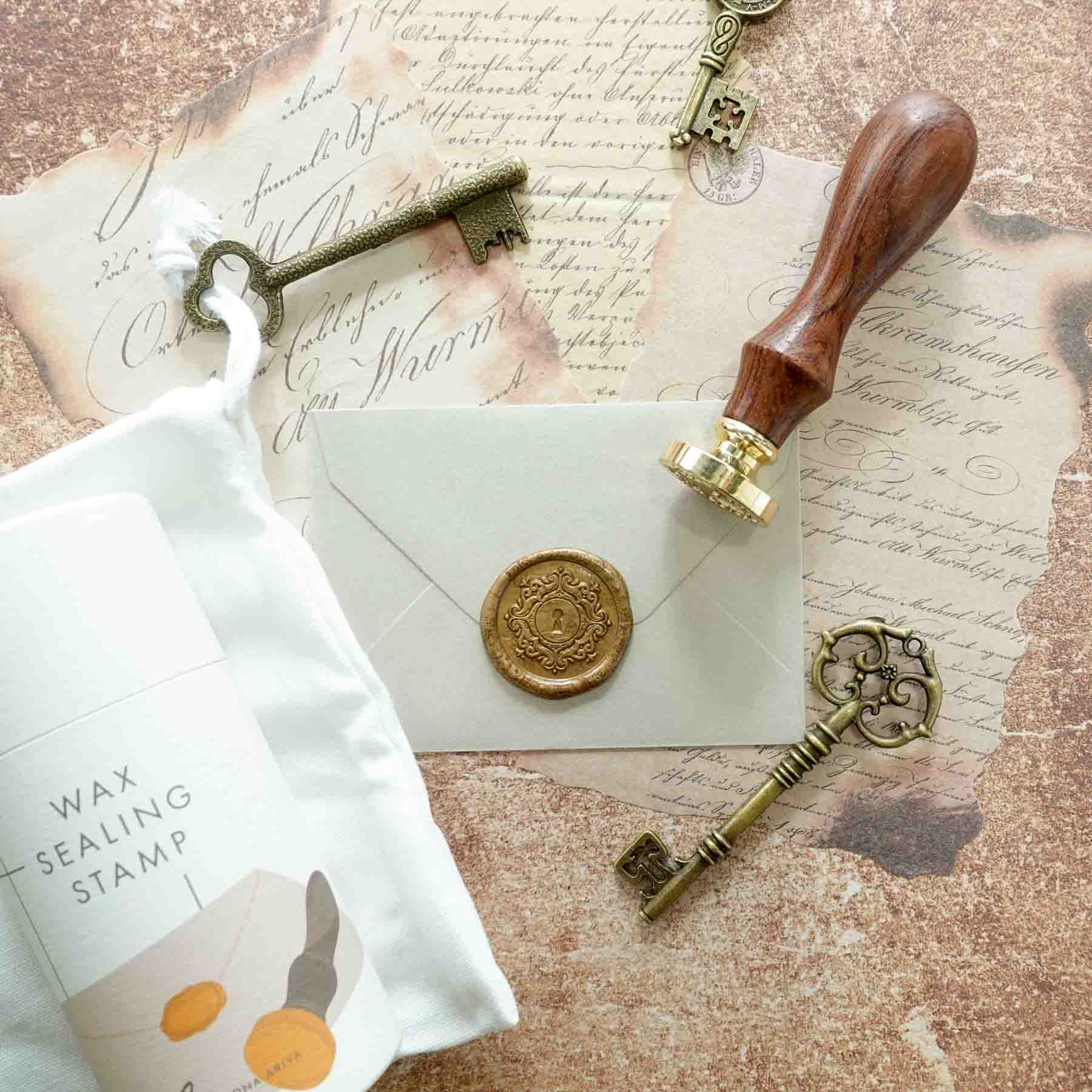 Keyhole wax seal stamp, wax seal kit or stamp head