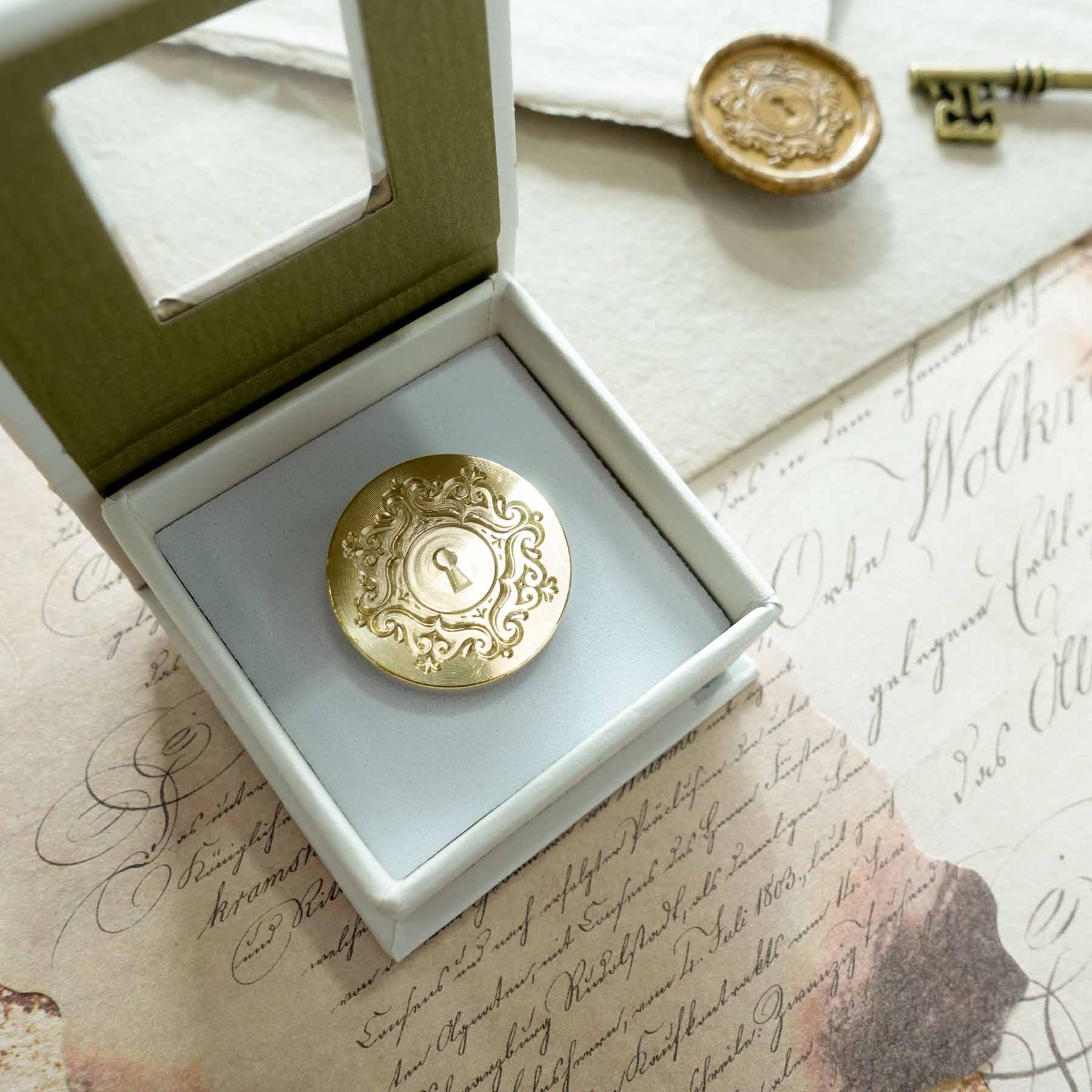Keyhole wax seal stamp, wax seal kit or stamp head