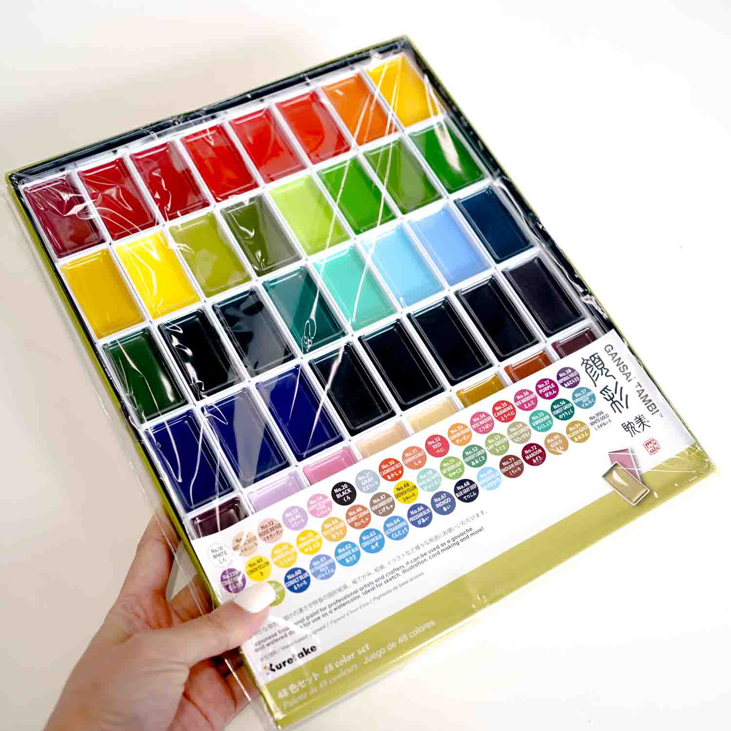 Kuretake Gansai Tambi Etegami Faceted 48 Colours Watercolour Palette Paint Set