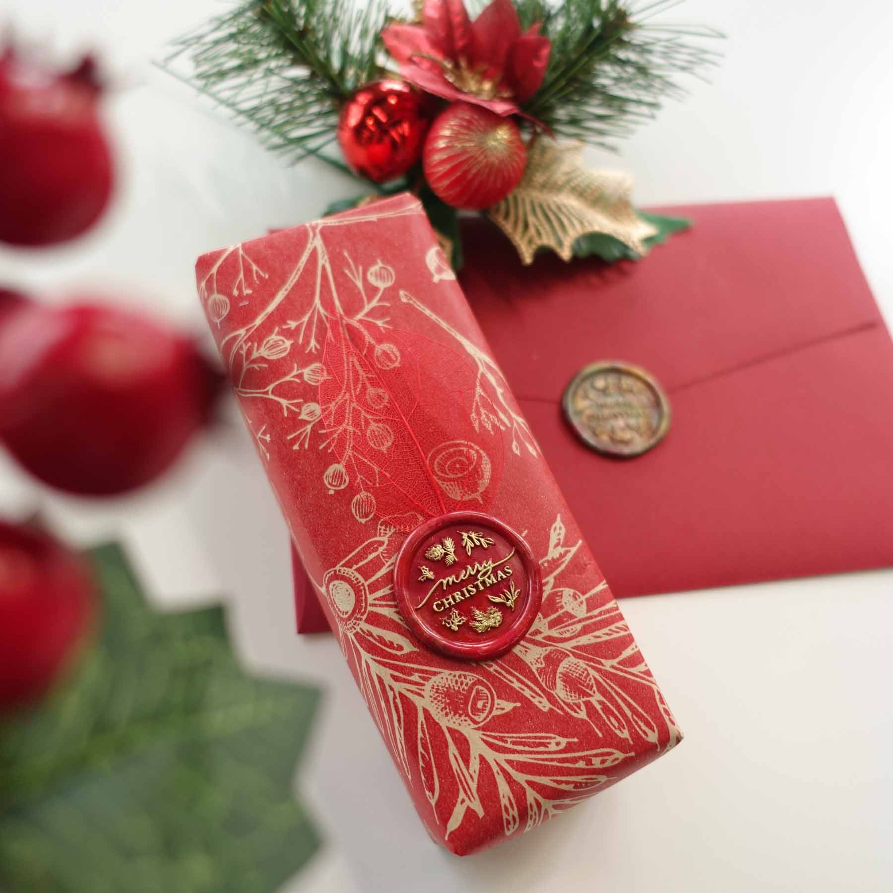 merry christmas wax seal stamp australia fiona ariva gift wrapping