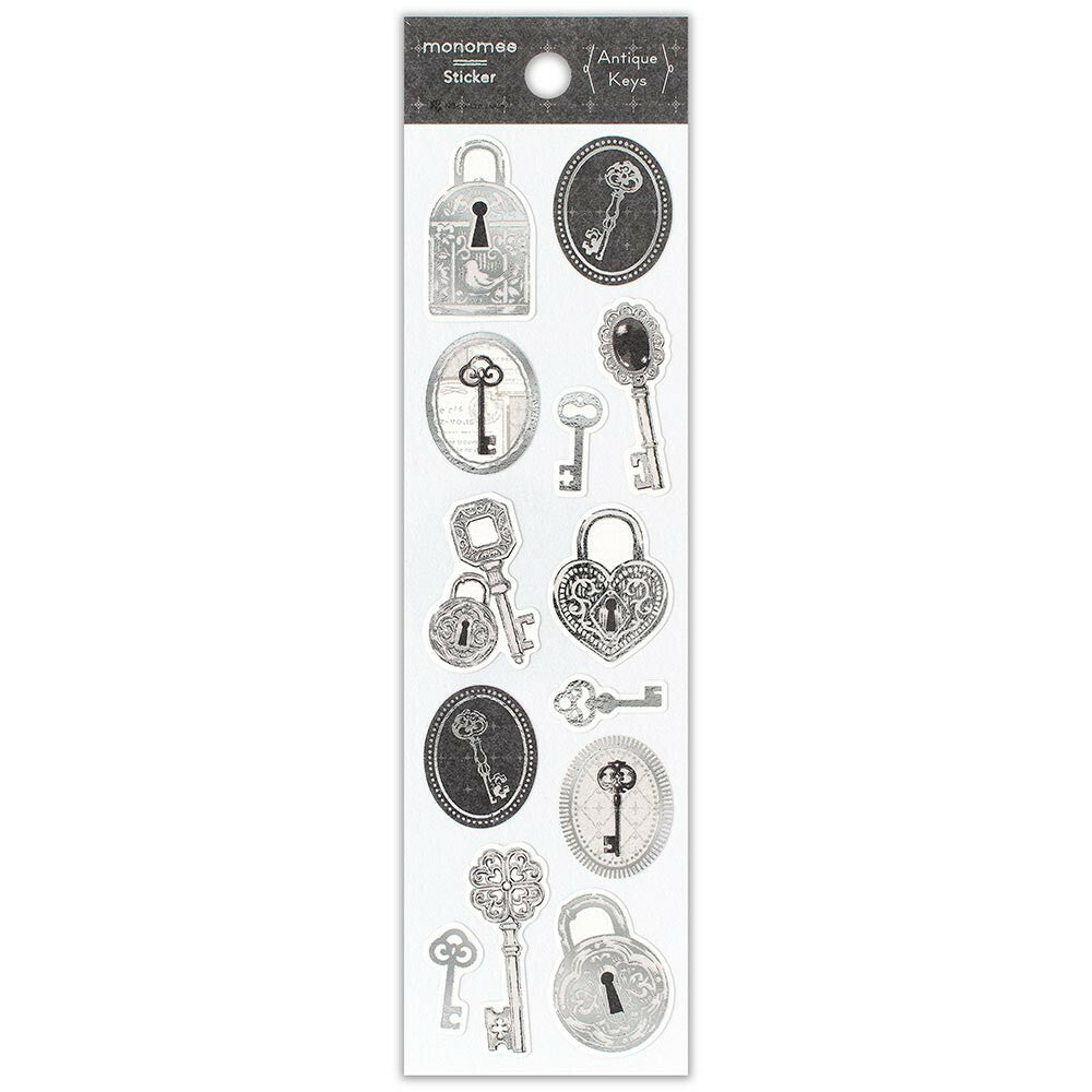 Locket & Key Silver Foil Stickers Sheet