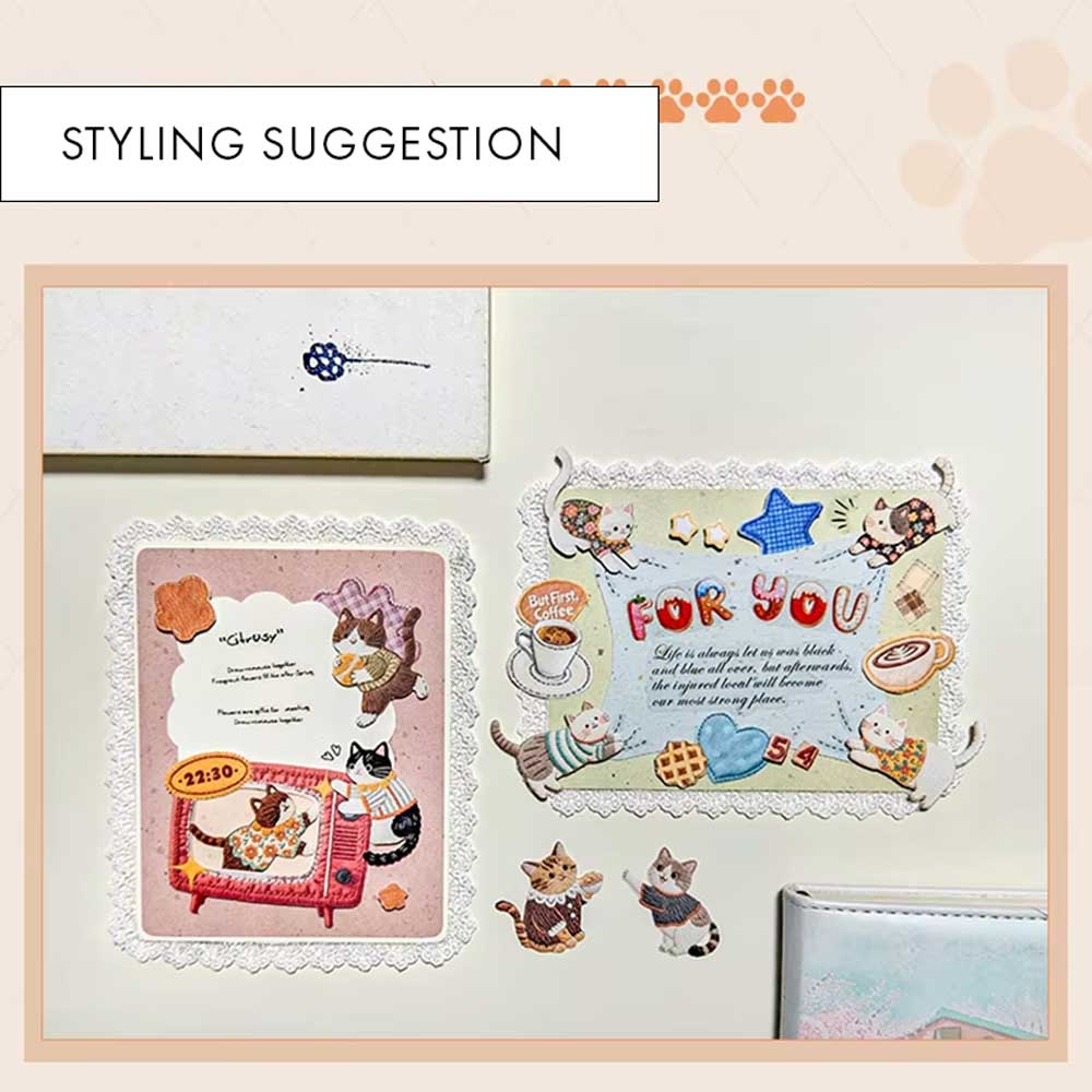 Observing Cats In Secret 'Felt Embroidery Pet' Paper Flake Stickers