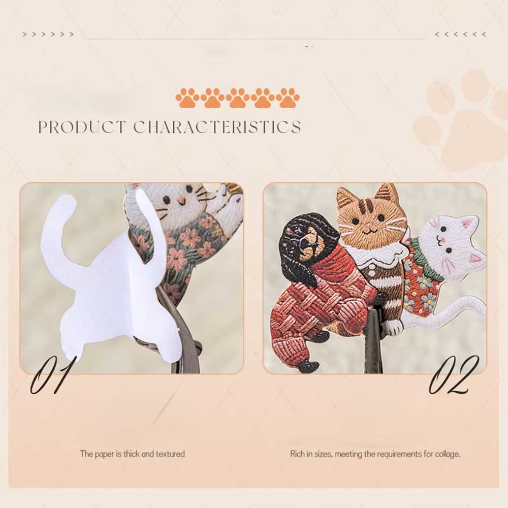 Observing Cats In Secret 'Felt Embroidery Pet' Paper Flake Stickers