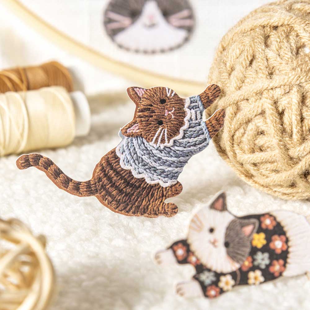 Observing Cats In Secret 'Felt Embroidery Pet' Paper Flake Stickers